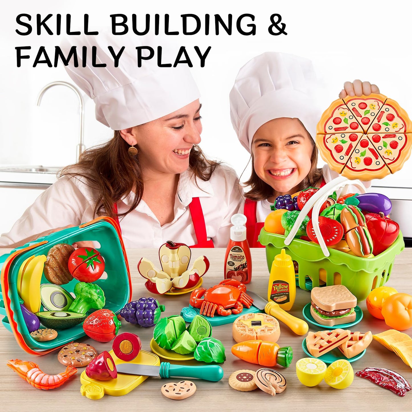 Kidsciety 85-Piece Pretend Play Food Set - Safe, Creative Kitchen Toys for Kids