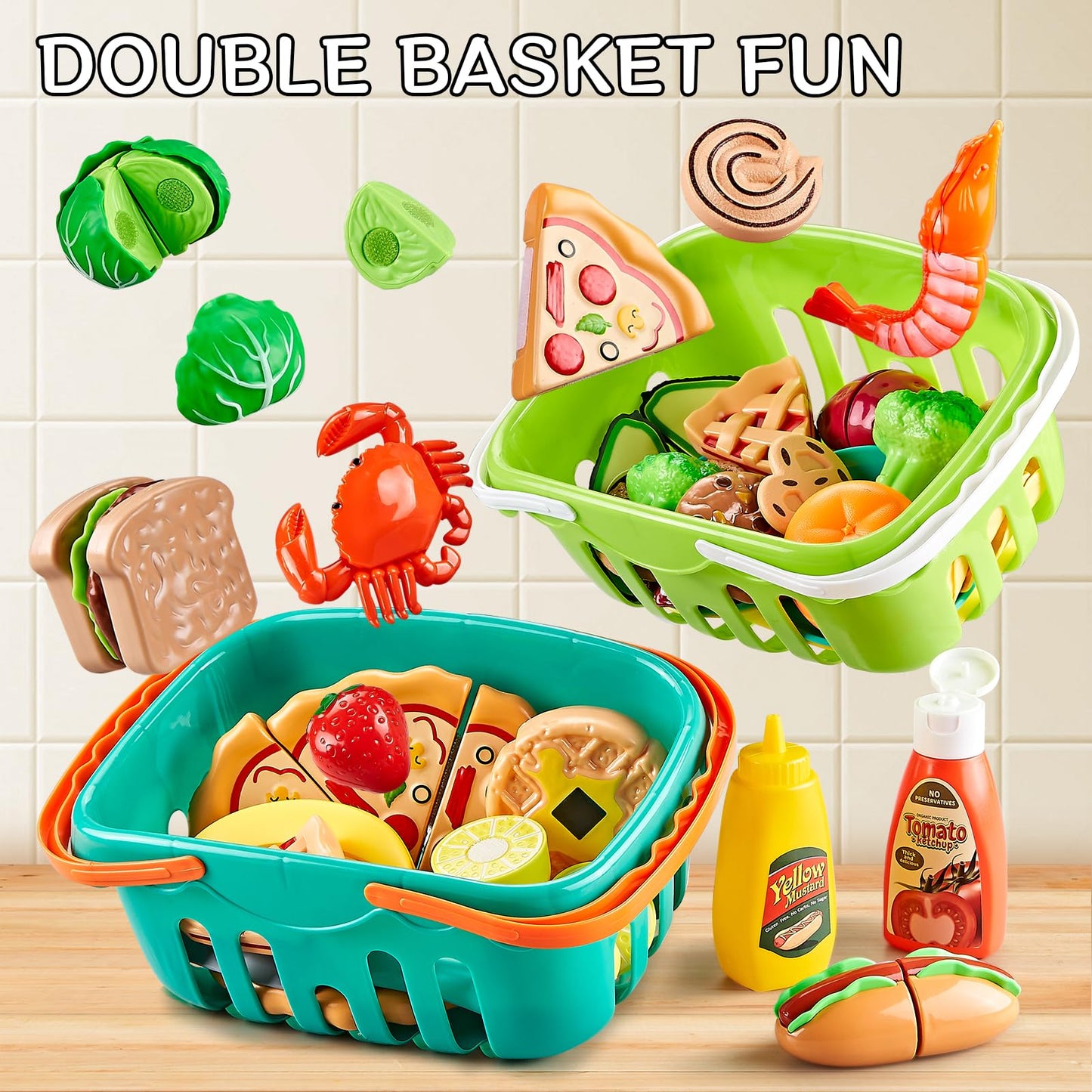 Kidsciety 85-Piece Pretend Play Food Set - Safe, Creative Kitchen Toys for Kids