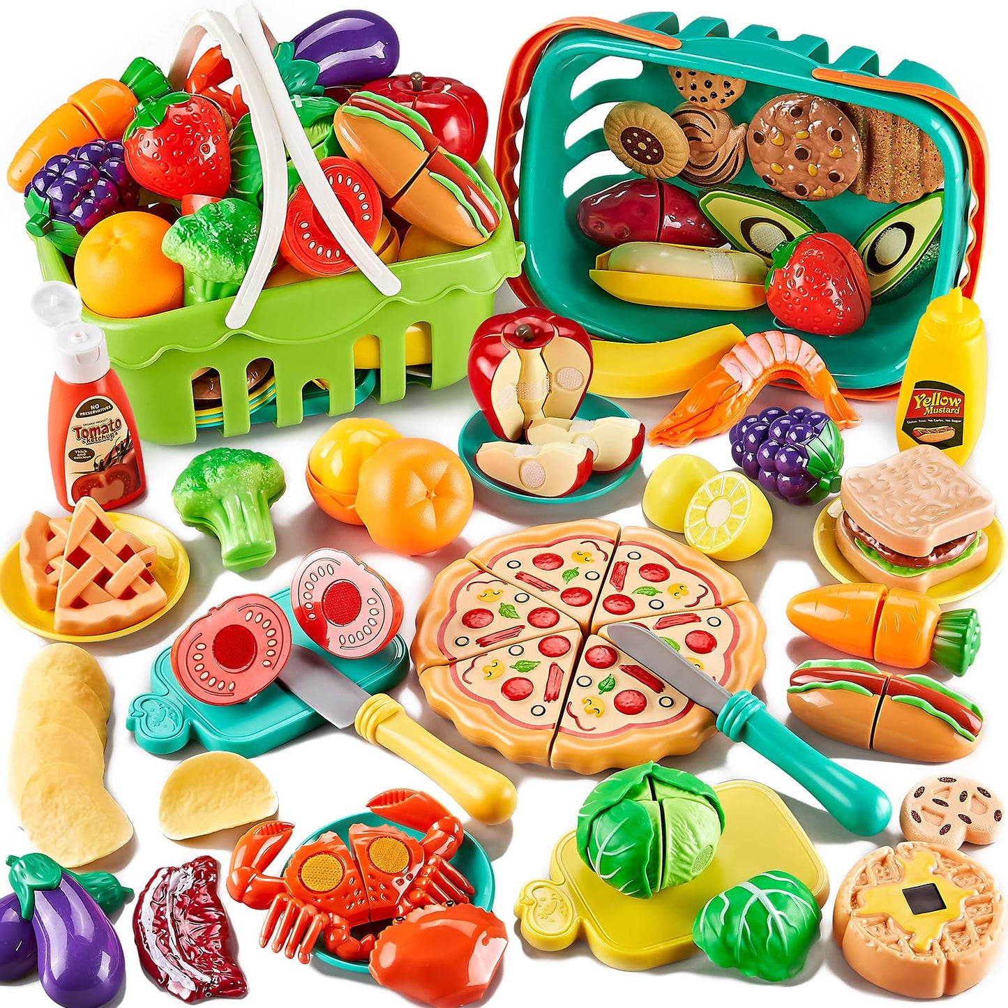 Kidsciety 85-Piece Pretend Play Food Set - Safe, Creative Kitchen Toys for Kids