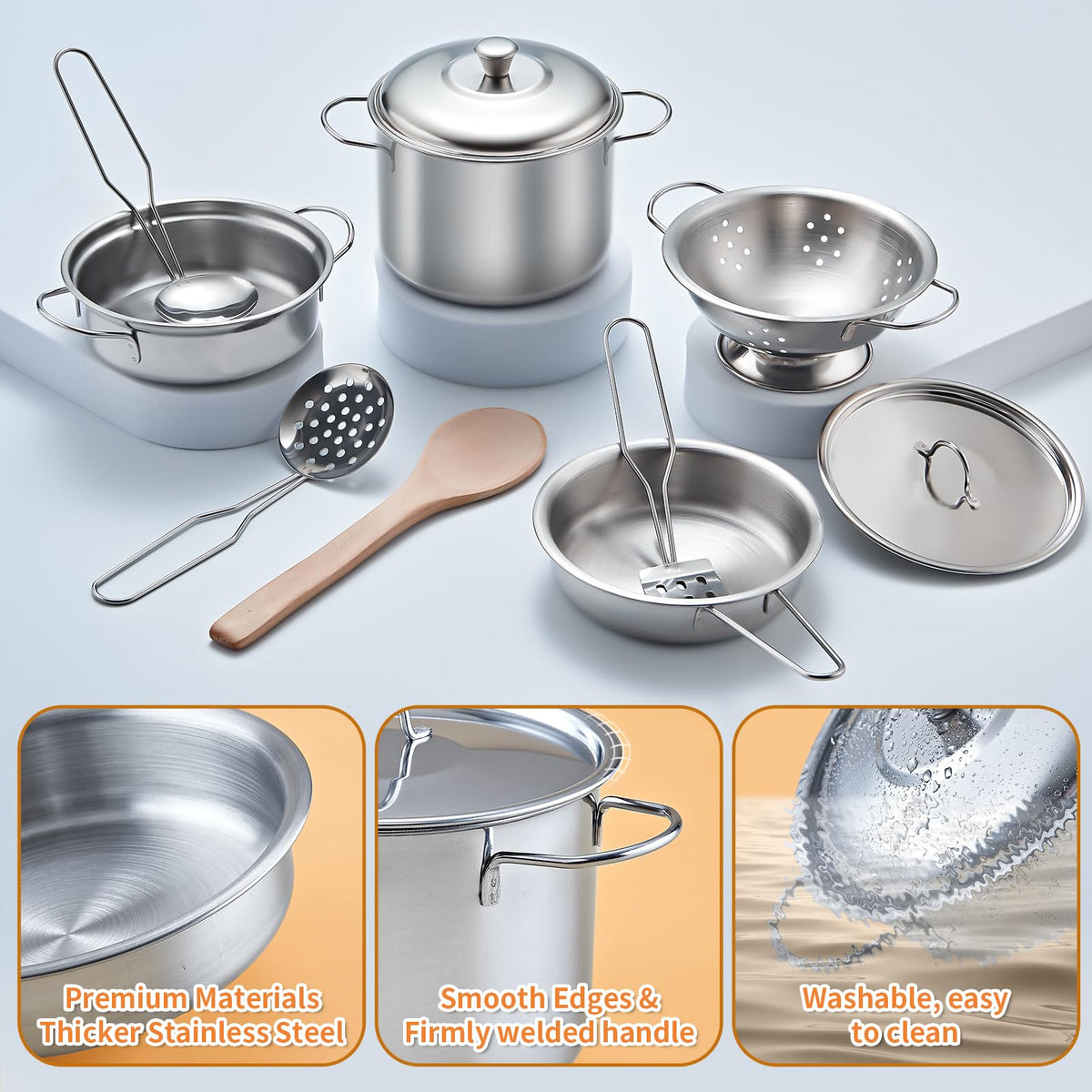 Kidsciety 52pc Kids Kitchen Playset – Safe Pretend Cookware & Play Food
