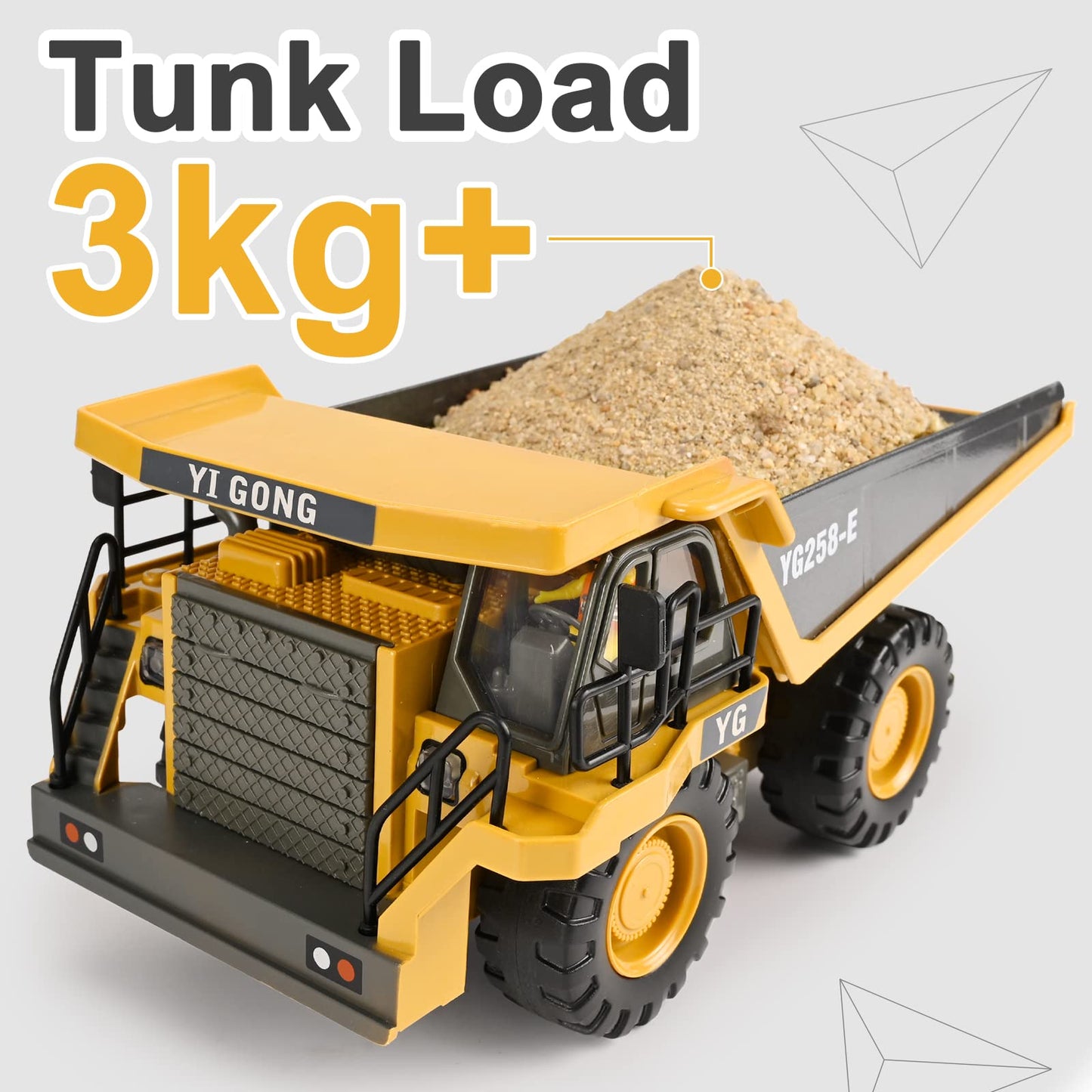 KidsFaves RC Dump Truck – 9-Channel, 2 Batteries, Steel Bed, Lights & Sounds | Gift for Boys 3+