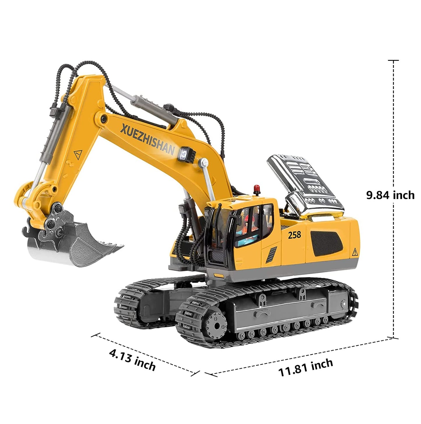 KidsFaves Remote Control Excavator Toy – 680° Rotation, 2 Batteries, Lights & Sounds for Ages 3-8