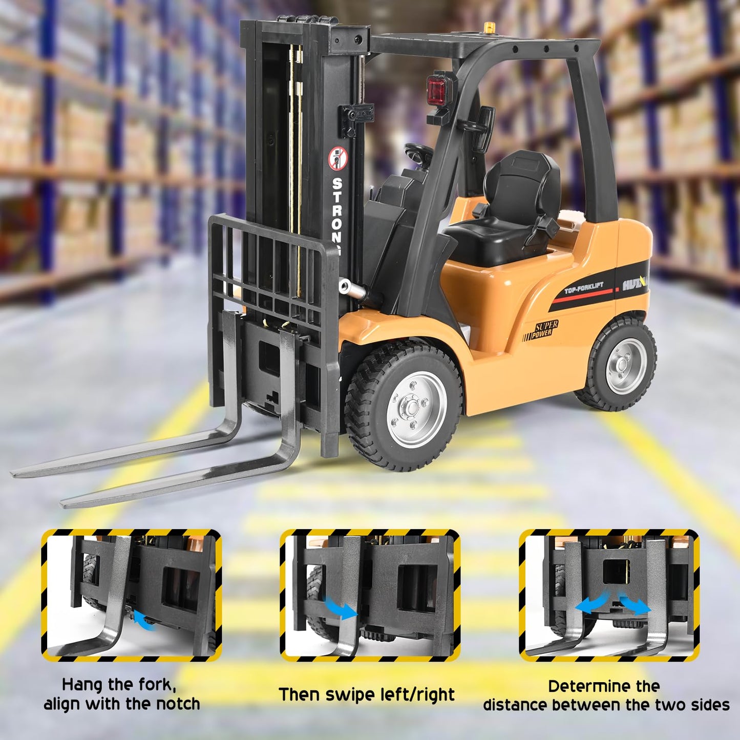 KidsFaves Giant Remote Control Forklift 1:10 Scale – 13 Inches Tall, 8-Channel RC Toy Truck
