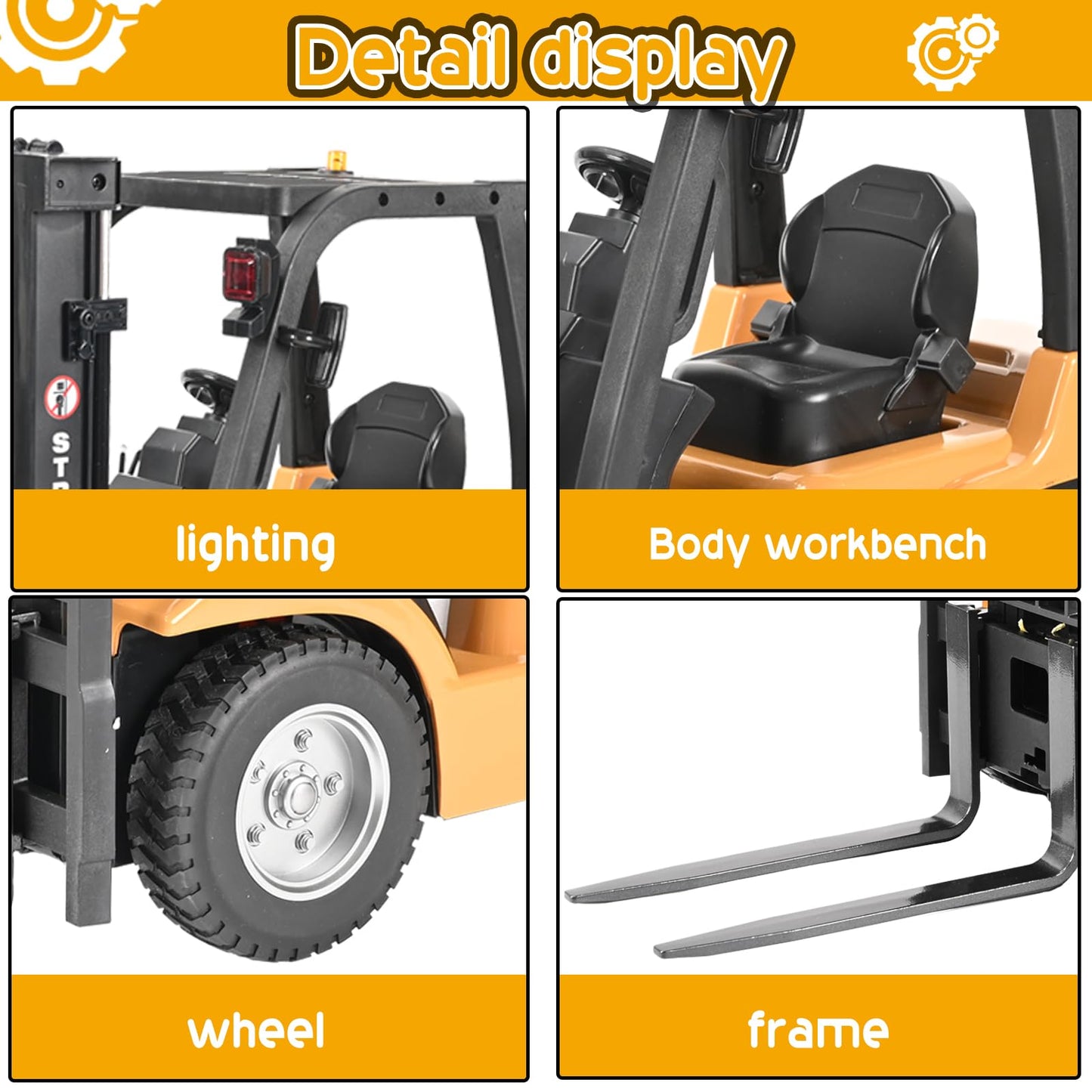 KidsFaves Giant Remote Control Forklift 1:10 Scale – 13 Inches Tall, 8-Channel RC Toy Truck