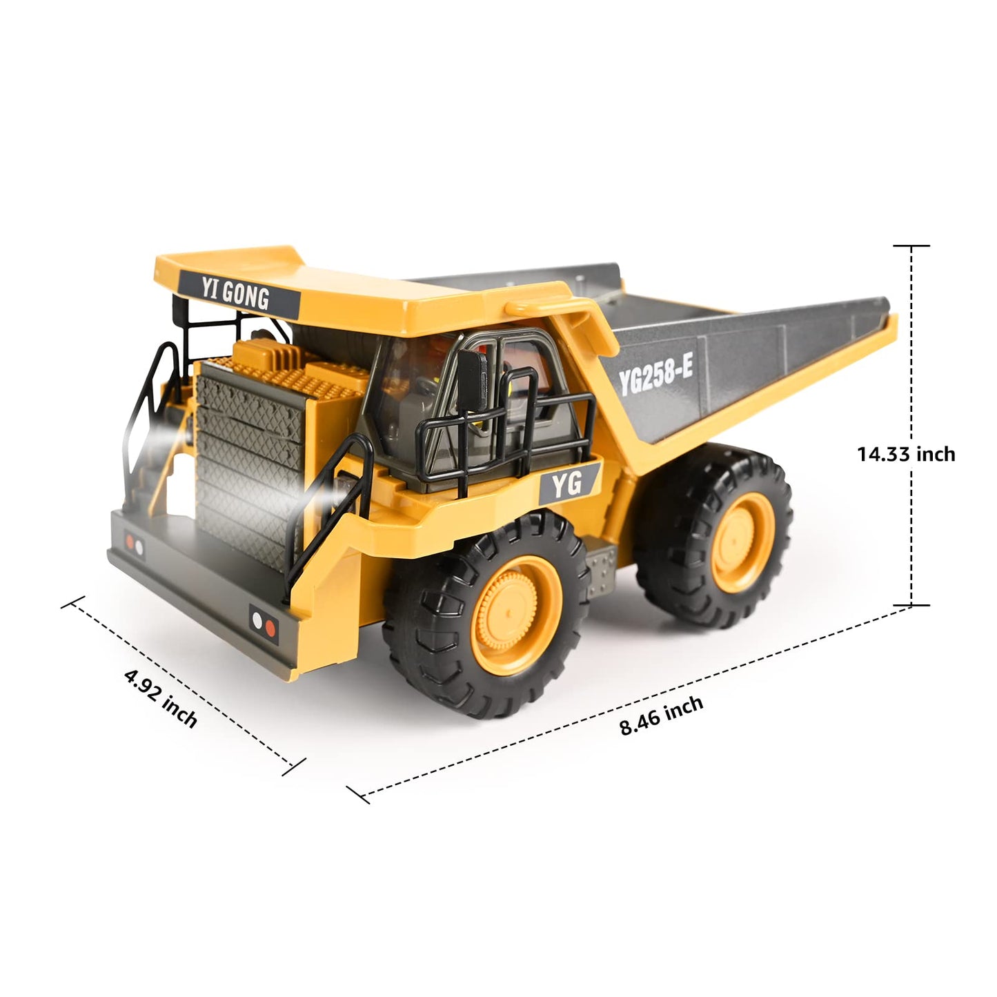 KidsFaves RC Dump Truck – 9-Channel, 2 Batteries, Steel Bed, Lights & Sounds | Gift for Boys 3+
