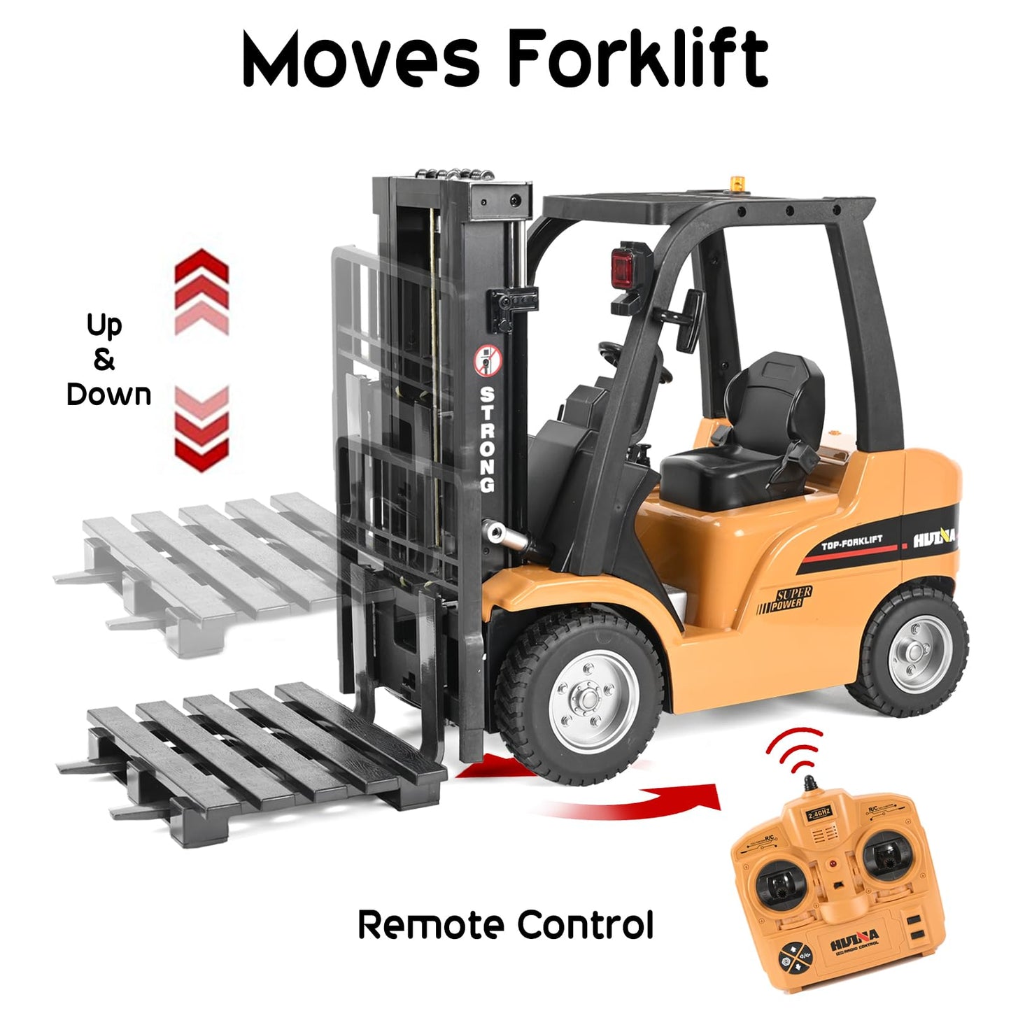 KidsFaves Giant Remote Control Forklift 1:10 Scale – 13 Inches Tall, 8-Channel RC Toy Truck