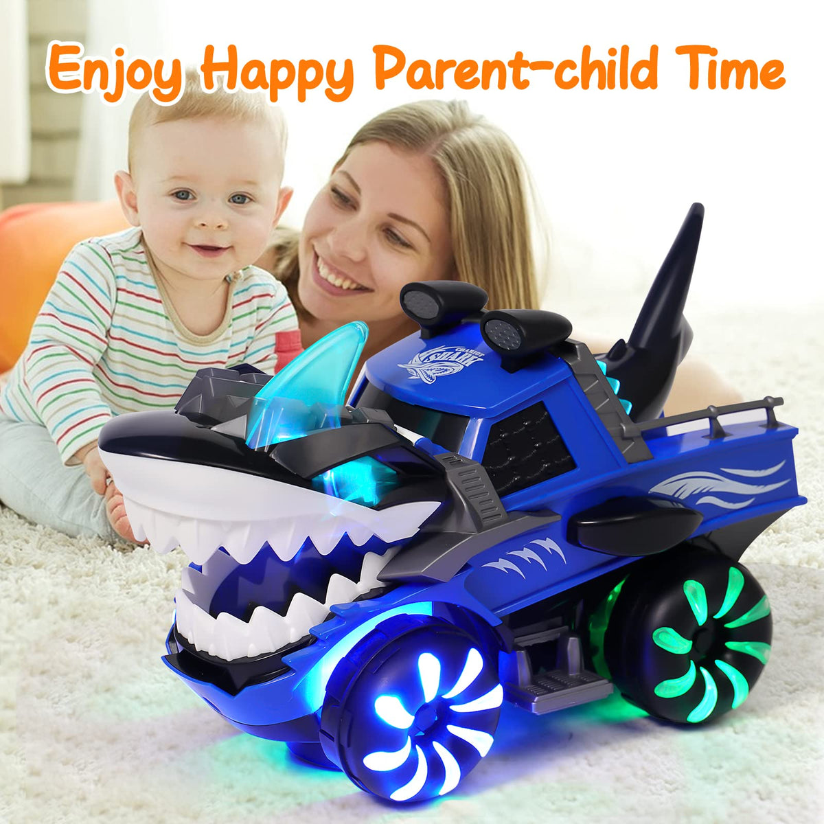 KidsMind Shark Monster Truck Toy – Lights, Chomper & Tail Shake for Toddlers