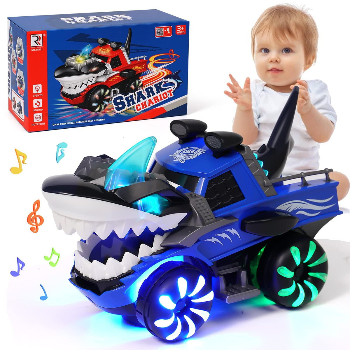 KidsMind Shark Monster Truck Toy – Lights, Chomper & Tail Shake for Toddlers