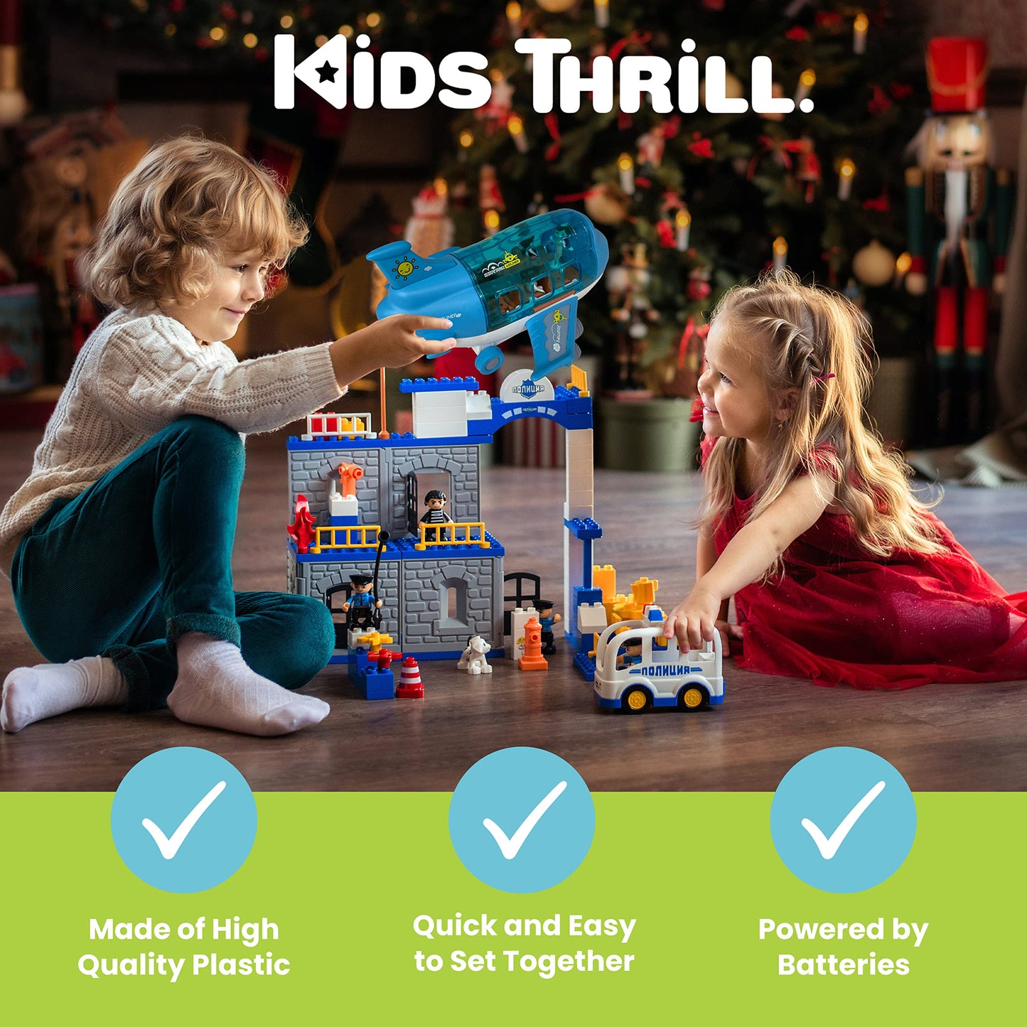 Kidsthrill Kids Airplane Toy with Bump & Go, Flashing Lights & Sounds – Ages 3-12