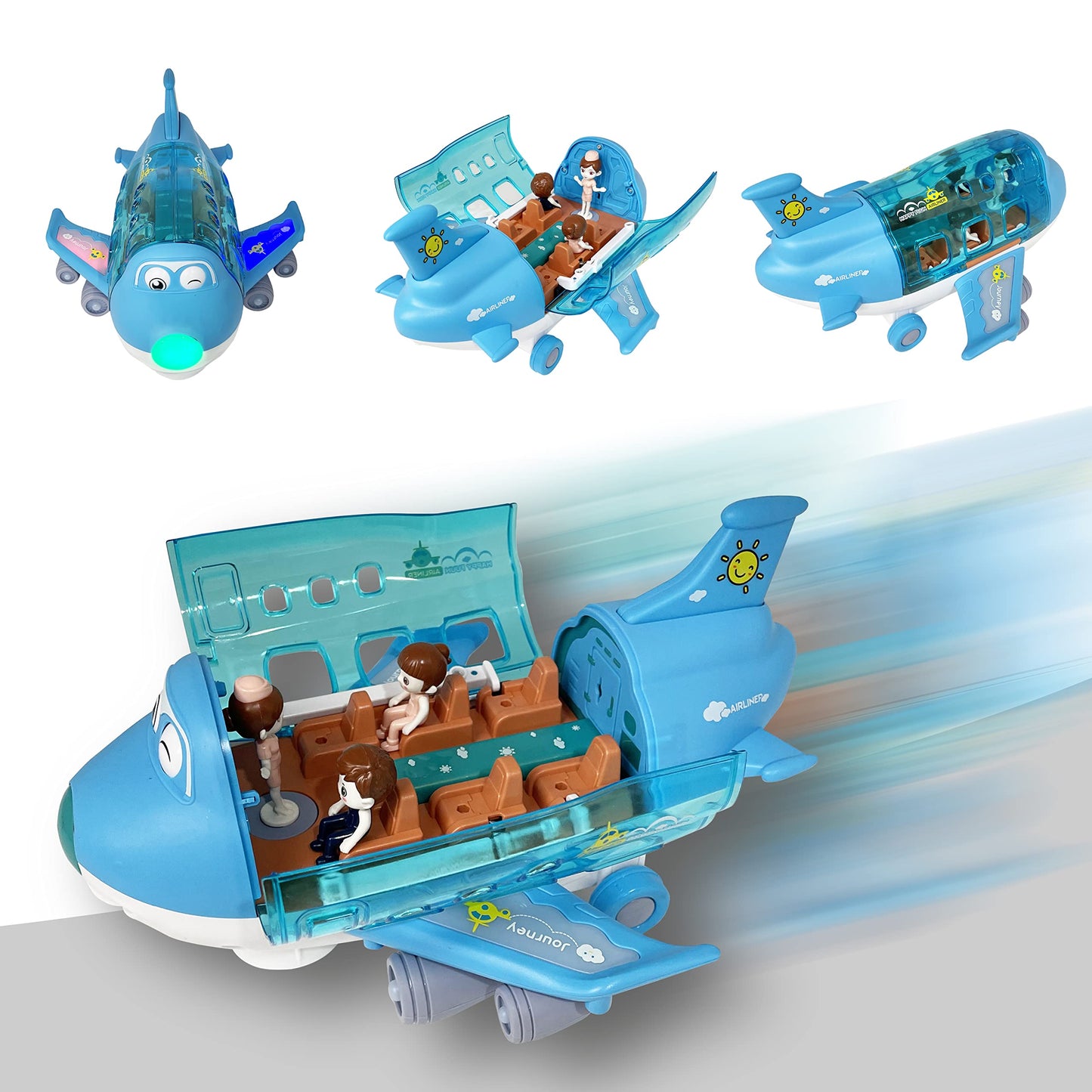 Kidsthrill Kids Airplane Toy with Bump & Go, Flashing Lights & Sounds – Ages 3-12