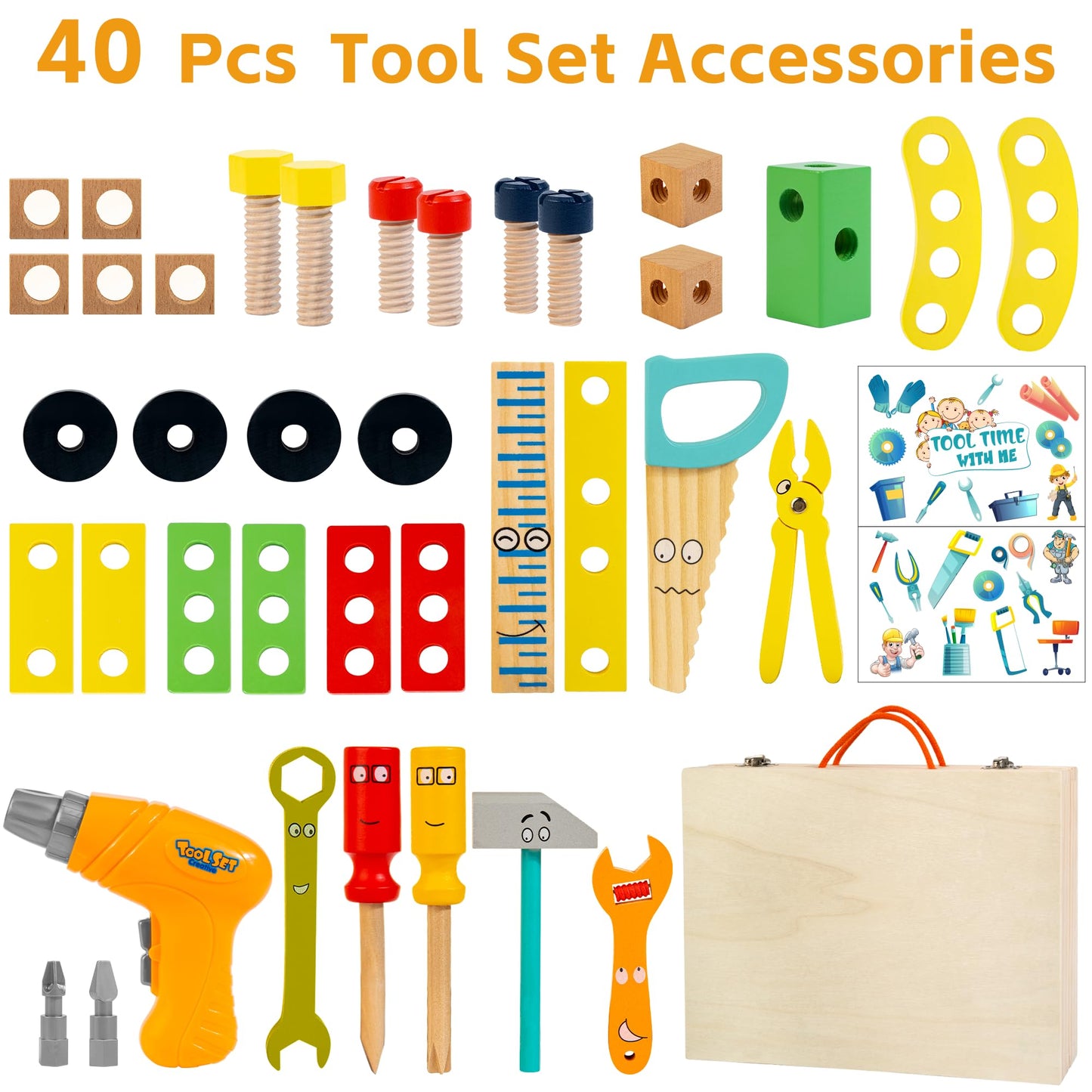 KIDWILL Kids Tool Set with Electric Drill & Stickers – STEM Montessori Toy for Ages 3-5
