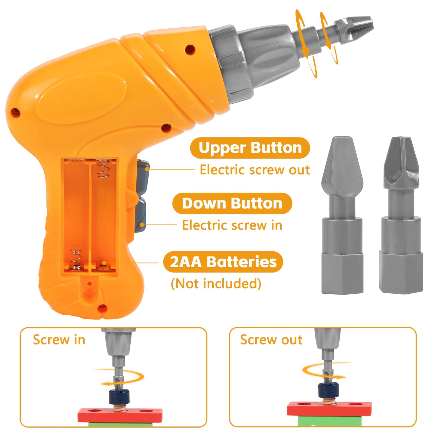 KIDWILL Kids Tool Set with Electric Drill & Stickers – STEM Montessori Toy for Ages 3-5