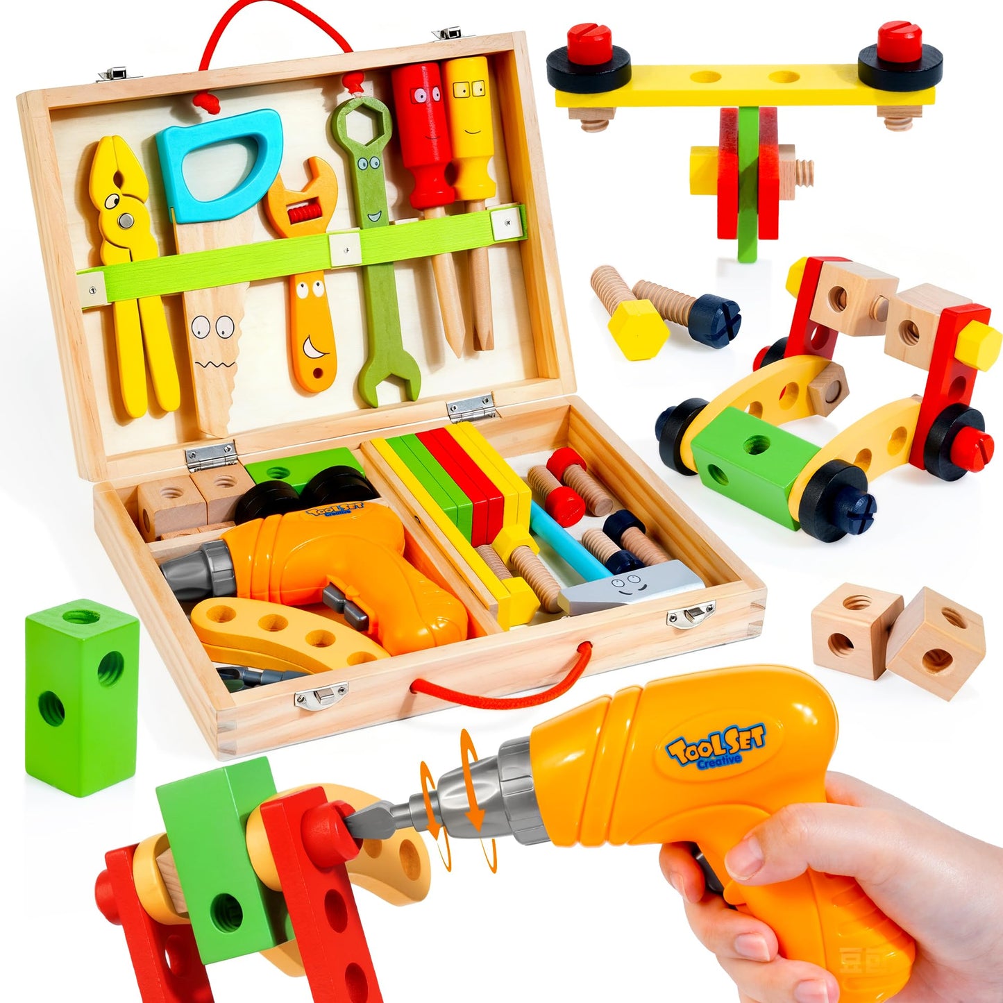 KIDWILL Kids Tool Set with Electric Drill & Stickers – STEM Montessori Toy for Ages 3-5