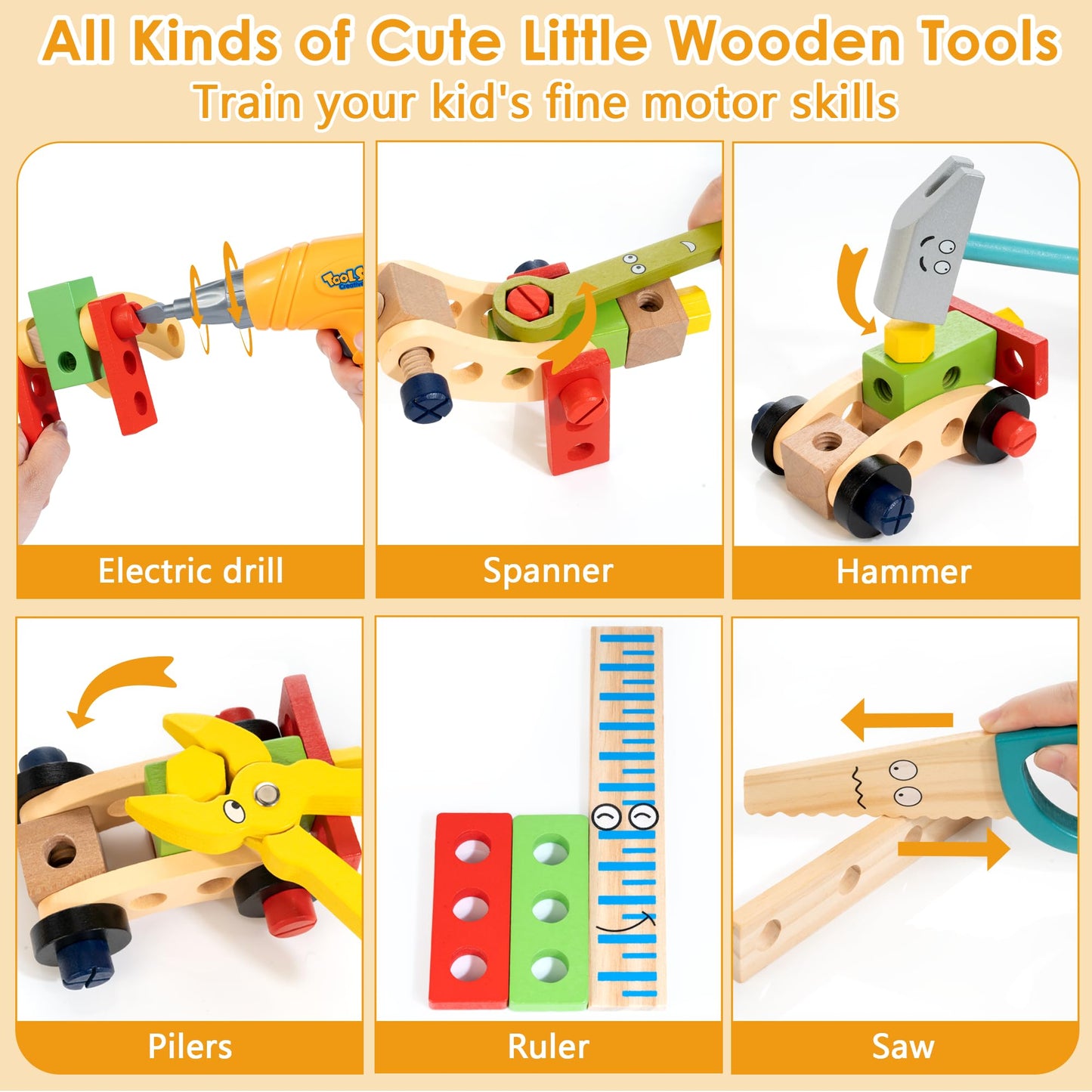 KIDWILL Kids Tool Set with Electric Drill & Stickers – STEM Montessori Toy for Ages 3-5