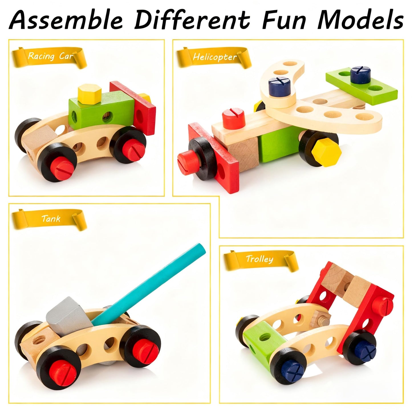 KIDWILL 36-Piece Wooden Toddler Tools Set | Montessori STEM Toy Box for Ages 2-6