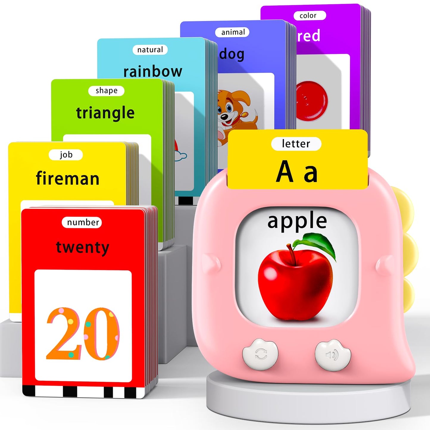 Kidzdo 520 ABCs Sight Word Talking Flash Cards for Toddlers – Ages 2-6 | Pink