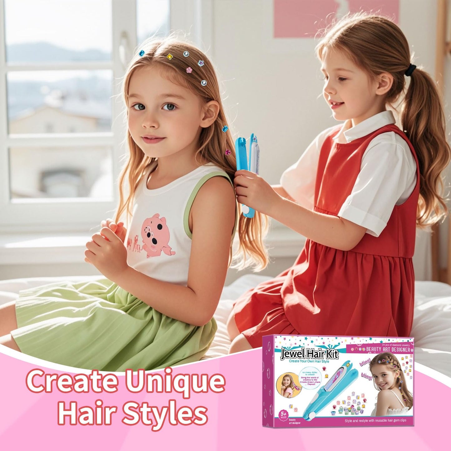 Kidzkube Hair Gem Stamper Kit – Reusable Diamonds & Sparkling Hair Jewels