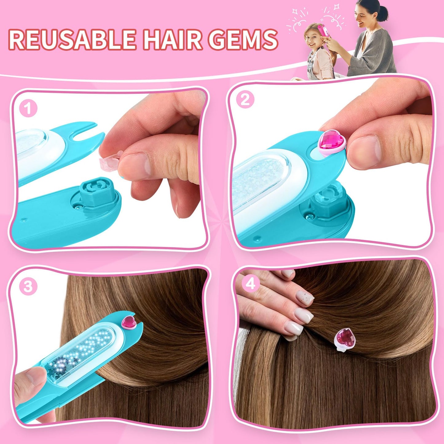 Kidzkube Hair Gem Stamper Kit – Reusable Diamonds & Sparkling Hair Jewels