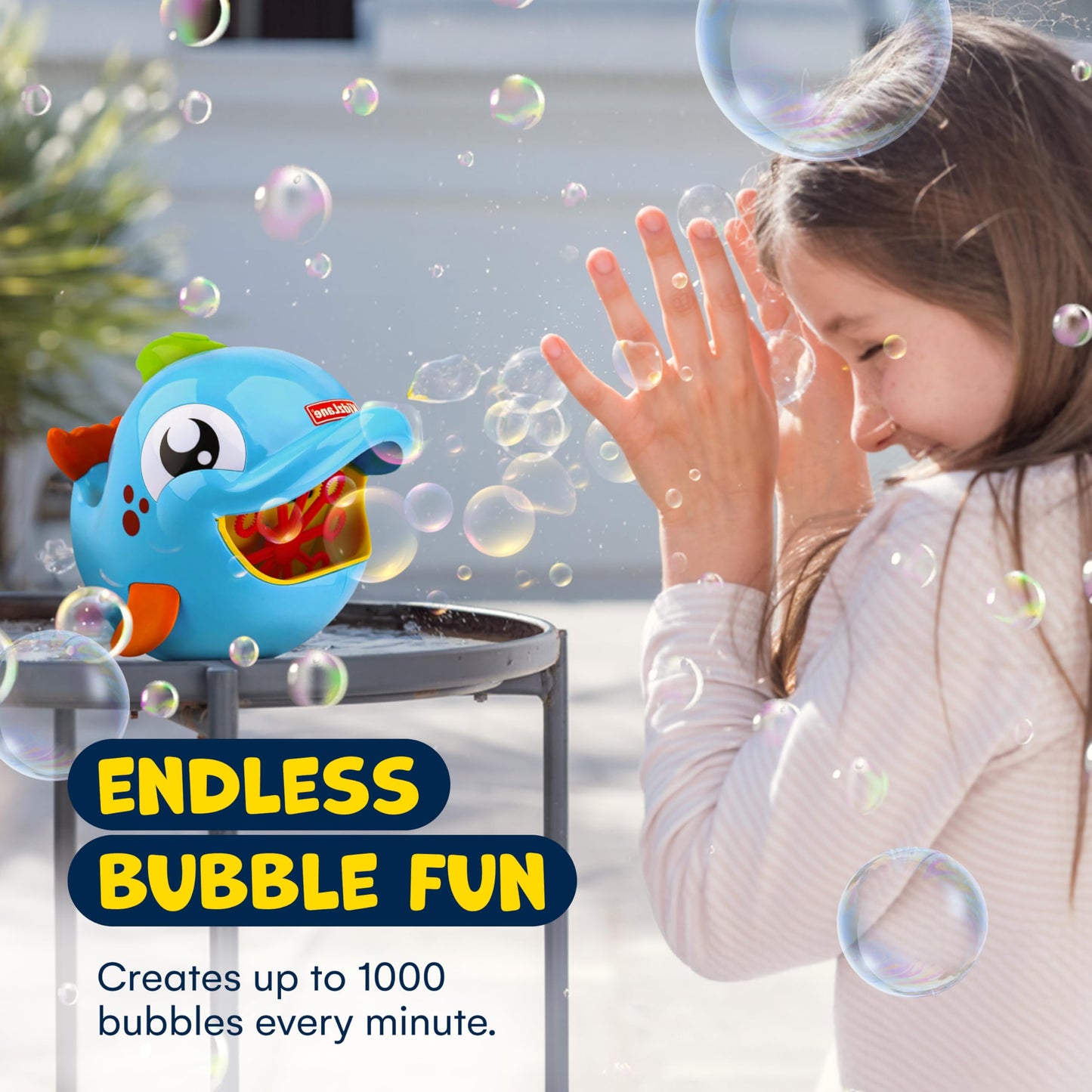 Kidzlane Bubble Dolphin Maker – Kids Bubble Blower (500–1000 Bubbles/Min) Easter Gift & Outdoor Fun
