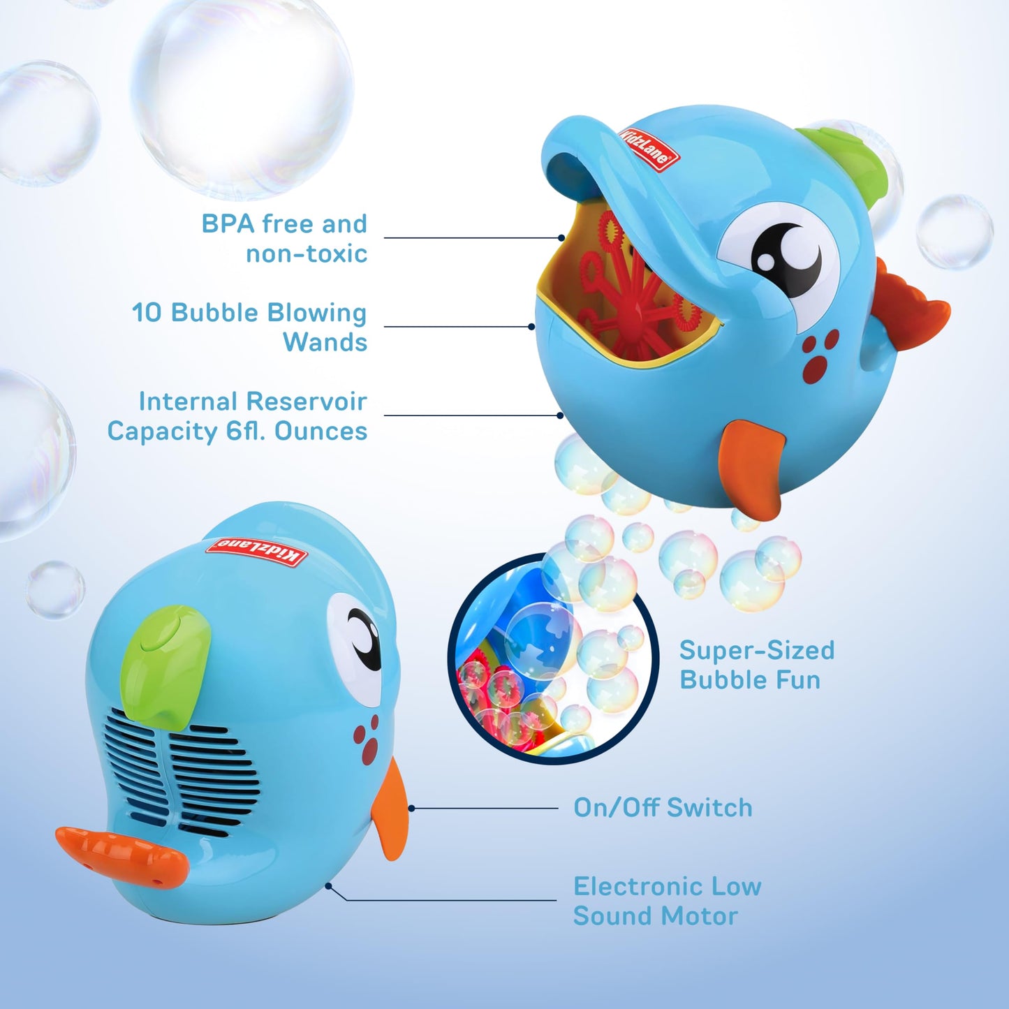 Kidzlane Bubble Dolphin Maker – Kids Bubble Blower (500–1000 Bubbles/Min) Easter Gift & Outdoor Fun