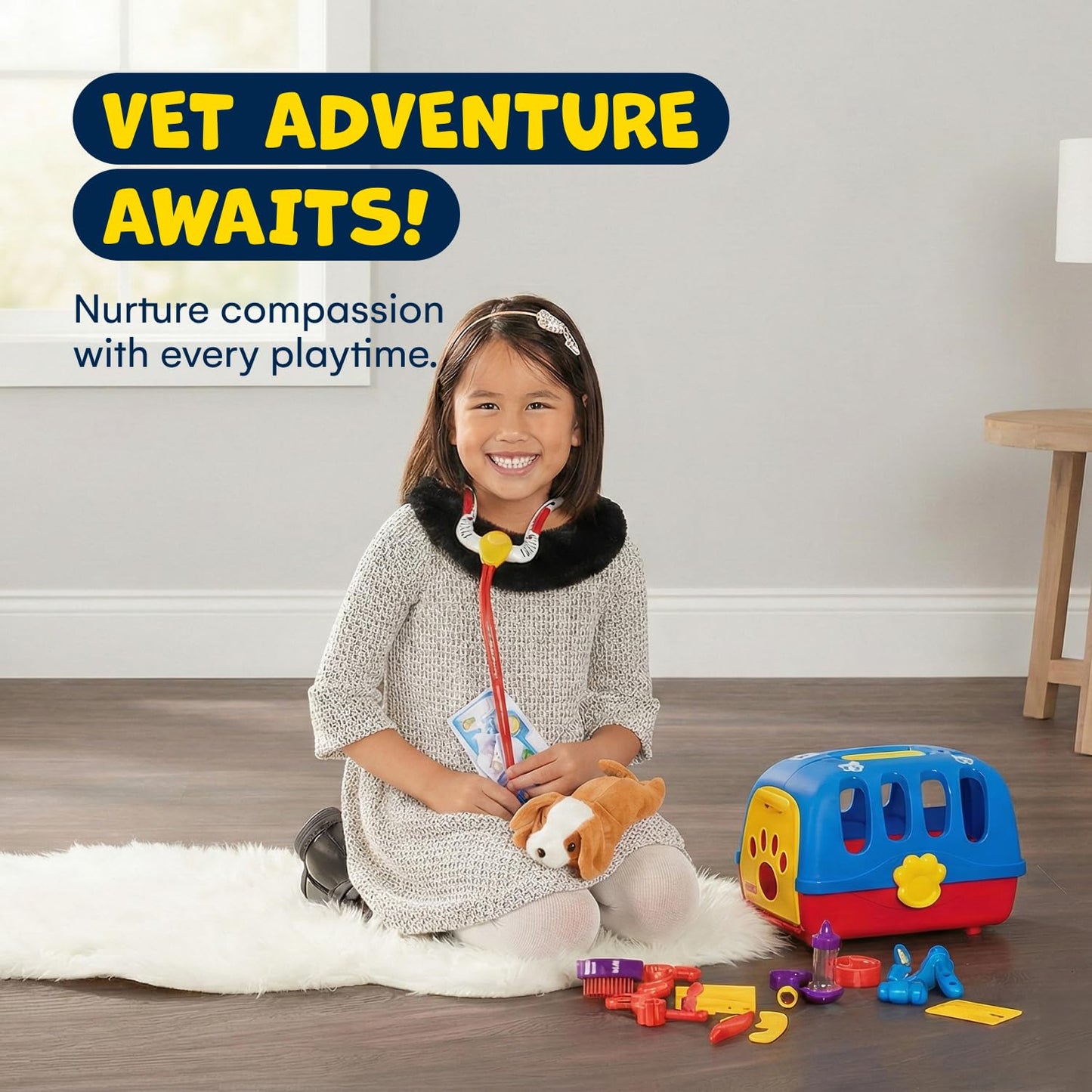 Kidzlane Deluxe Veterinarian Kit for Kids | Pretend Play Vet Set & Pet Carrier