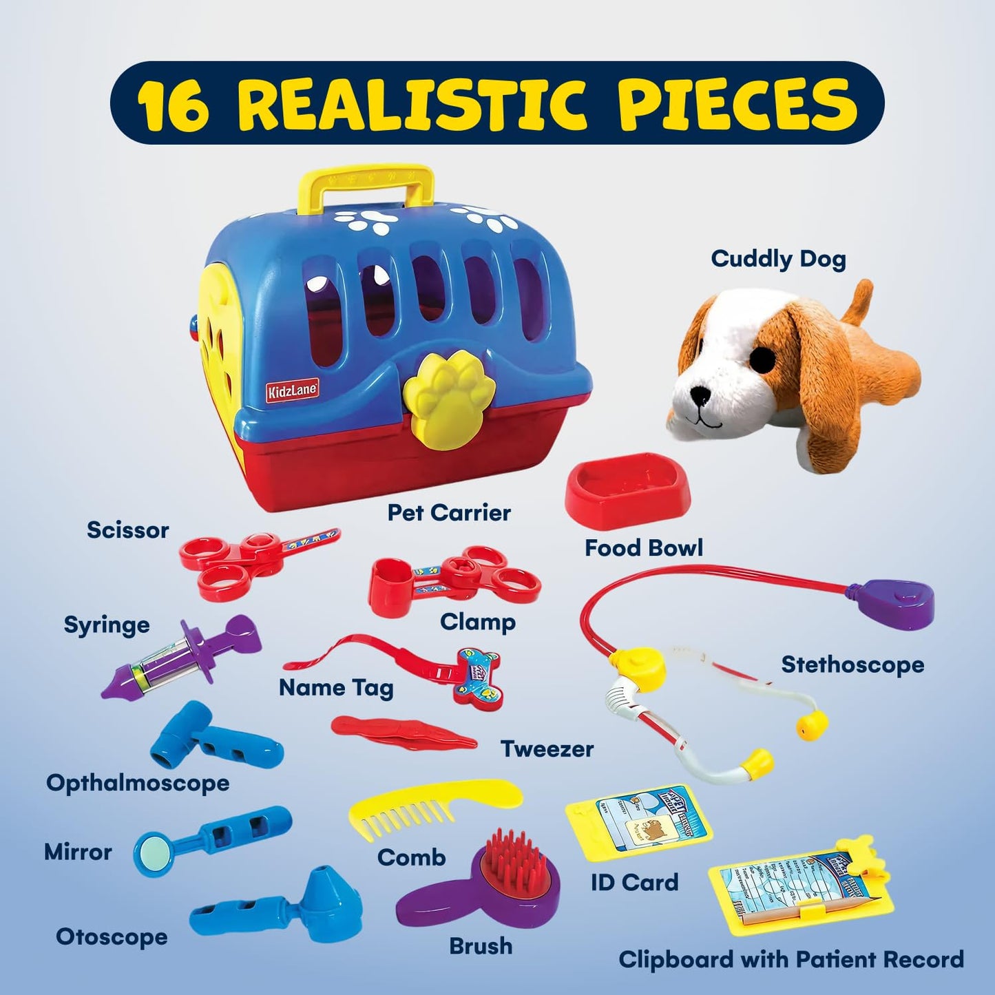 Kidzlane Deluxe Veterinarian Kit for Kids | Pretend Play Vet Set & Pet Carrier