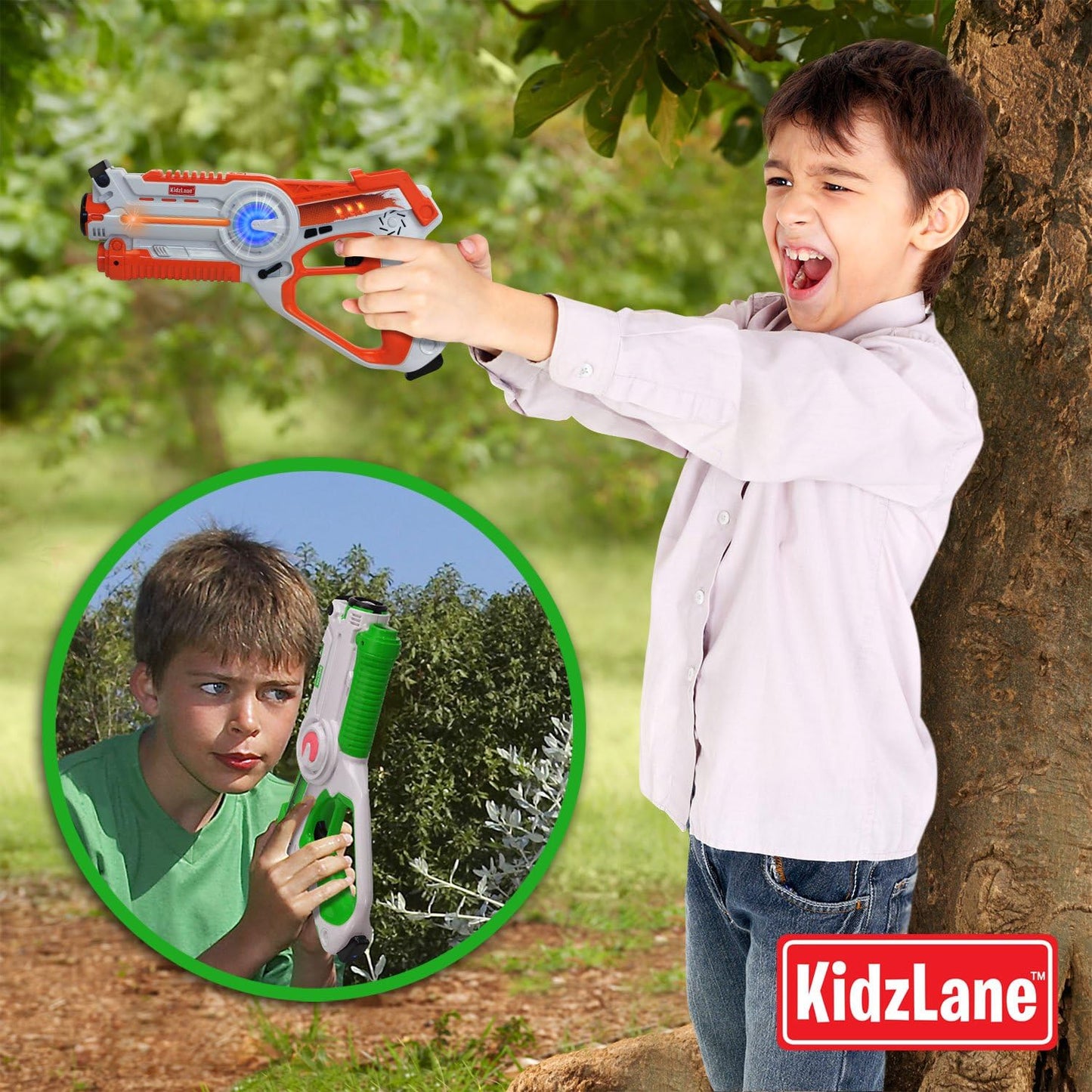 Kidzlane Laser Tag Guns Set of 4 — 130 ft Infrared Battle, Indoor/Outdoor