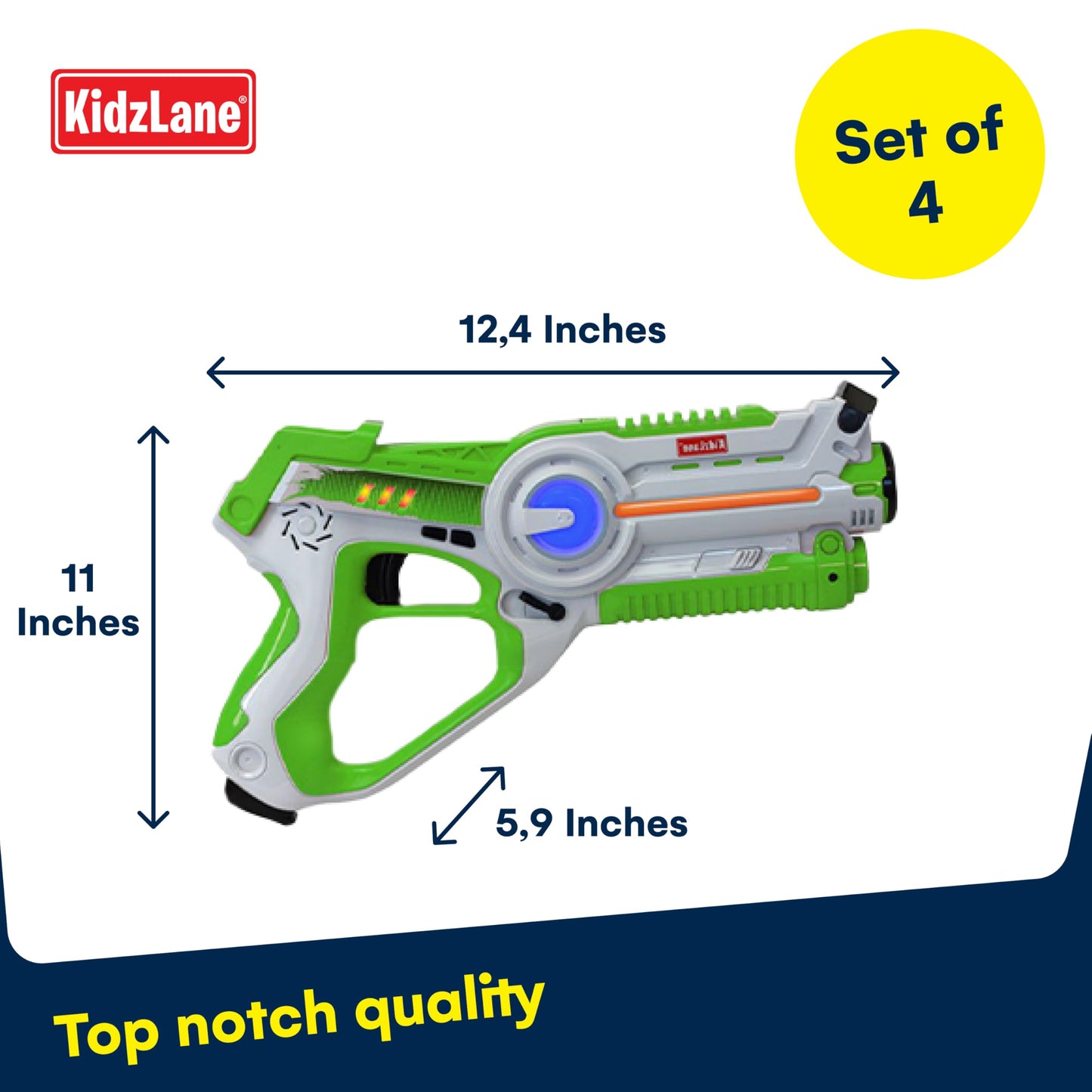Kidzlane Laser Tag Guns Set of 4 — 130 ft Infrared Battle, Indoor/Outdoor