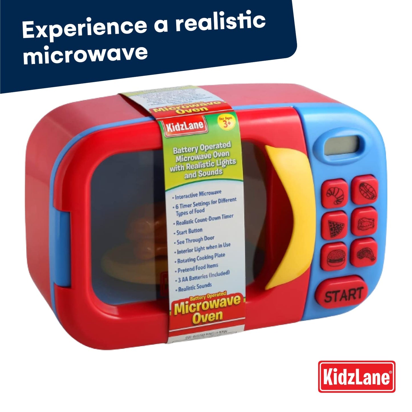 Kidzlane Toy Microwave – Play Kitchen Oven for Kids & Toddlers