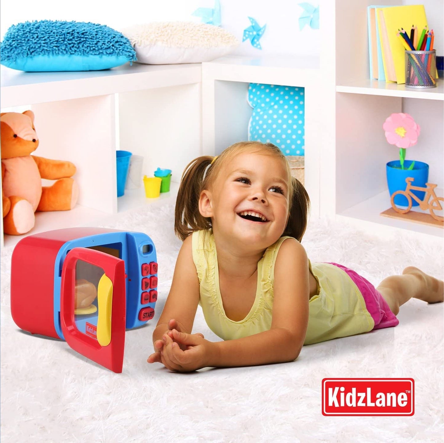 Kidzlane Toy Microwave – Play Kitchen Oven for Kids & Toddlers