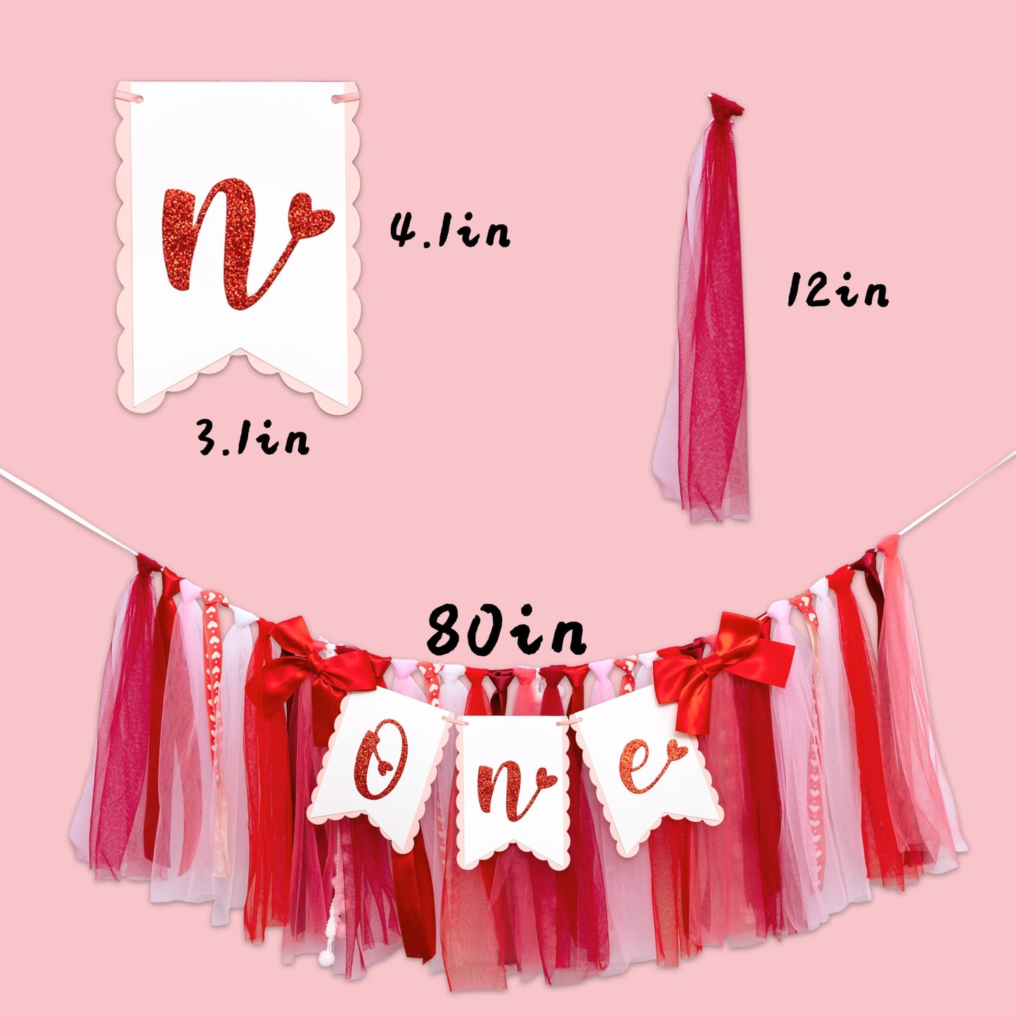 KIETKIE Valentine One High Chair Banner – Sweetheart 1st Birthday & Valentine’s Day Decor