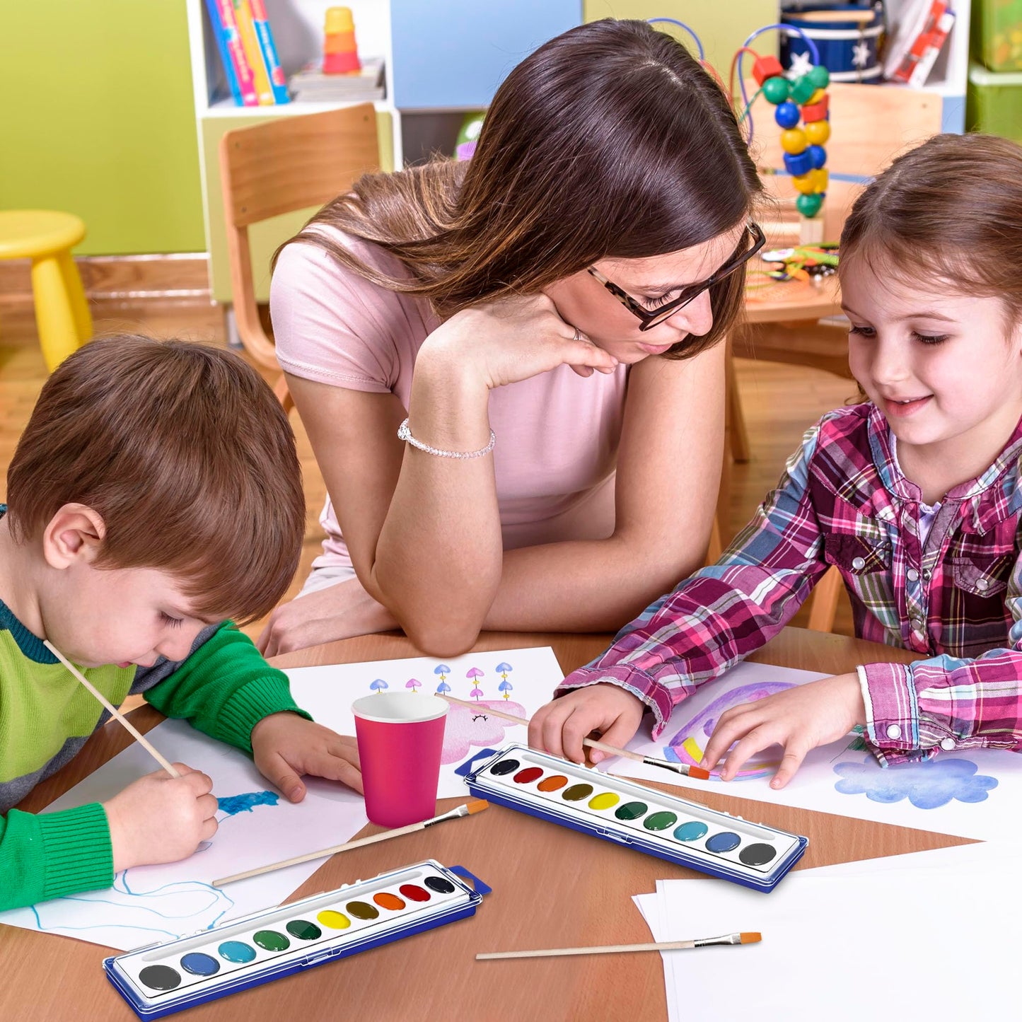 Kiggos 10-Color Watercolor Paint Sets for Kids – 30-Pack, Washable & Non-Toxic, Travel Kit & Party Favors