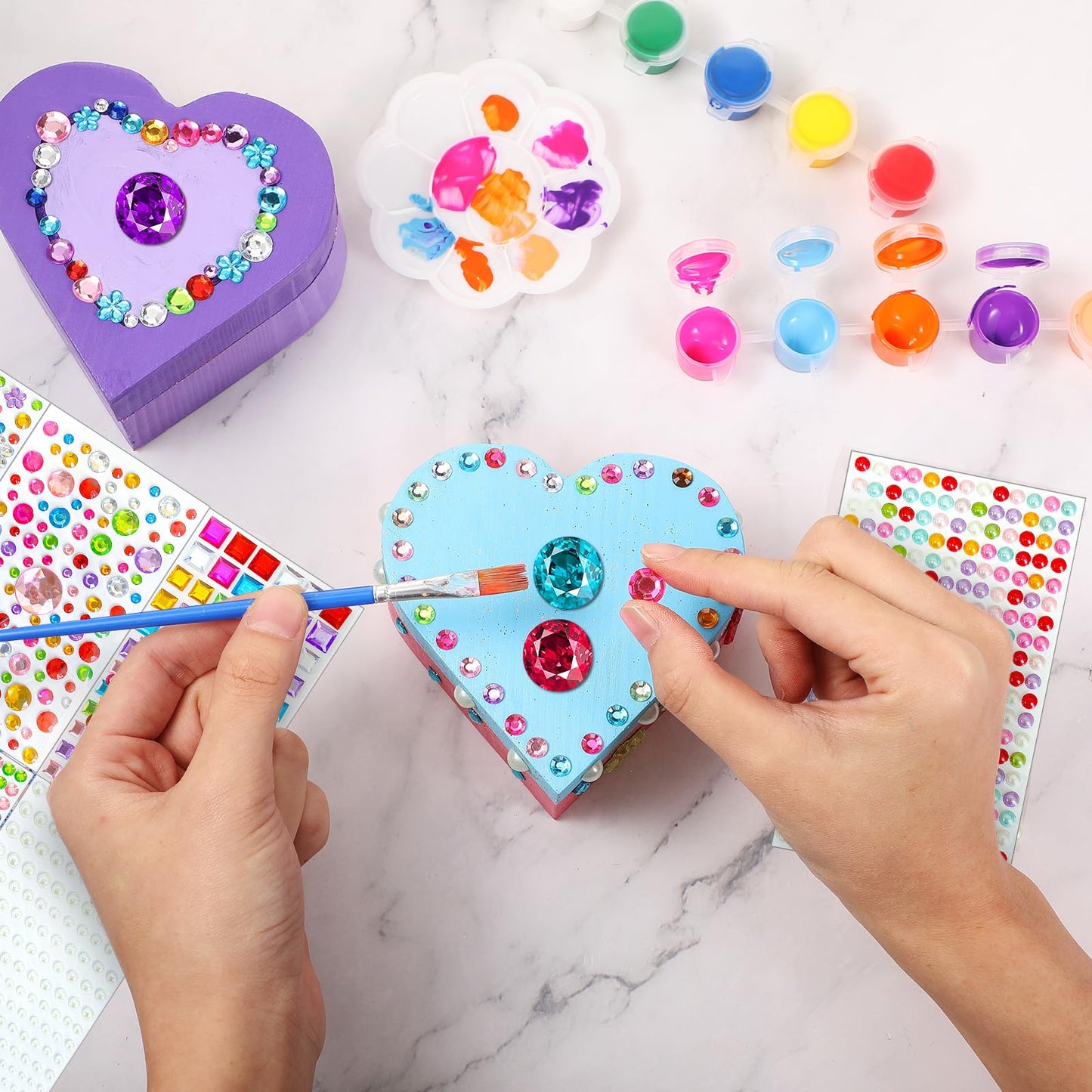 Kigley 6-Set Paint Your Own Heart Box Kit – DIY Wooden Boxes for Kids Ages 3-12