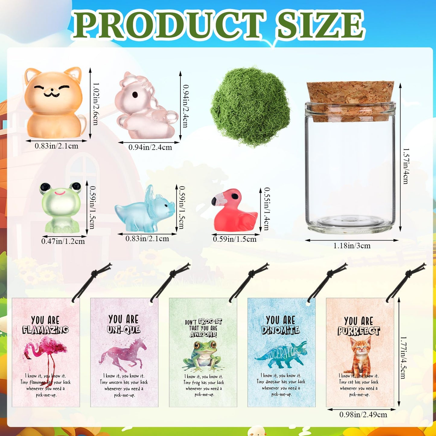 Kigley 35 Sets Pocket Hug: Luminous Resin Animal Ornaments & Inspirational Cards
