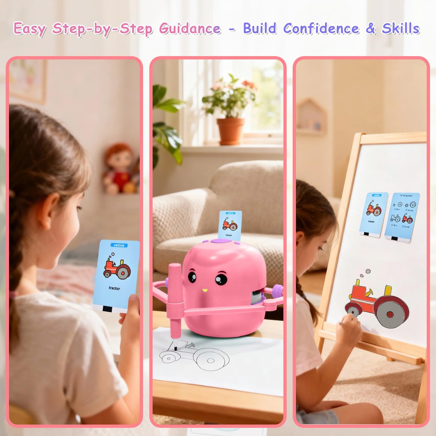 Kignao Drawing Robot for Kids — Voice-Interactive Montessori Art Toy (Pink)