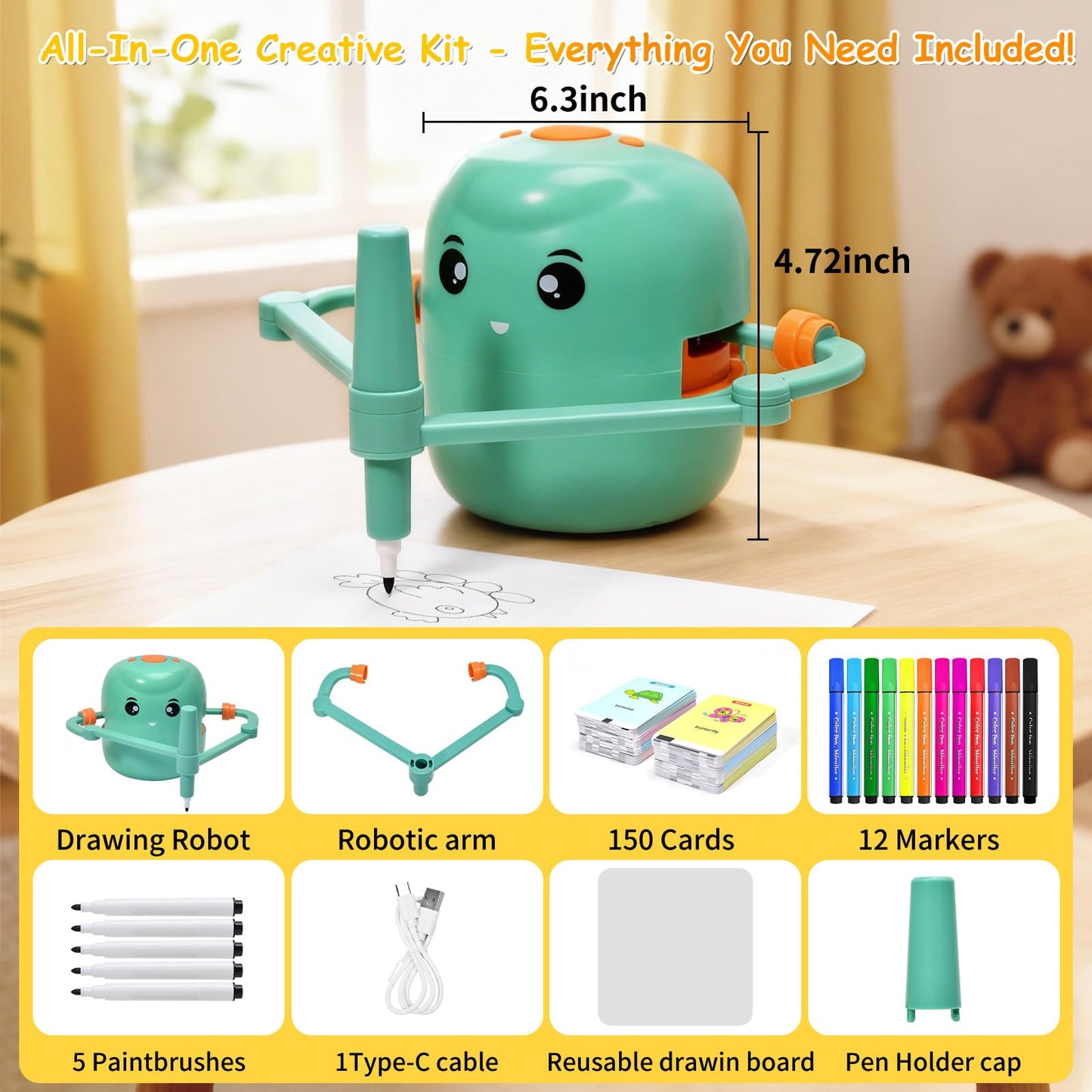 Kignao Drawing Robot for Kids – Interactive Montessori Art Toy (Green)