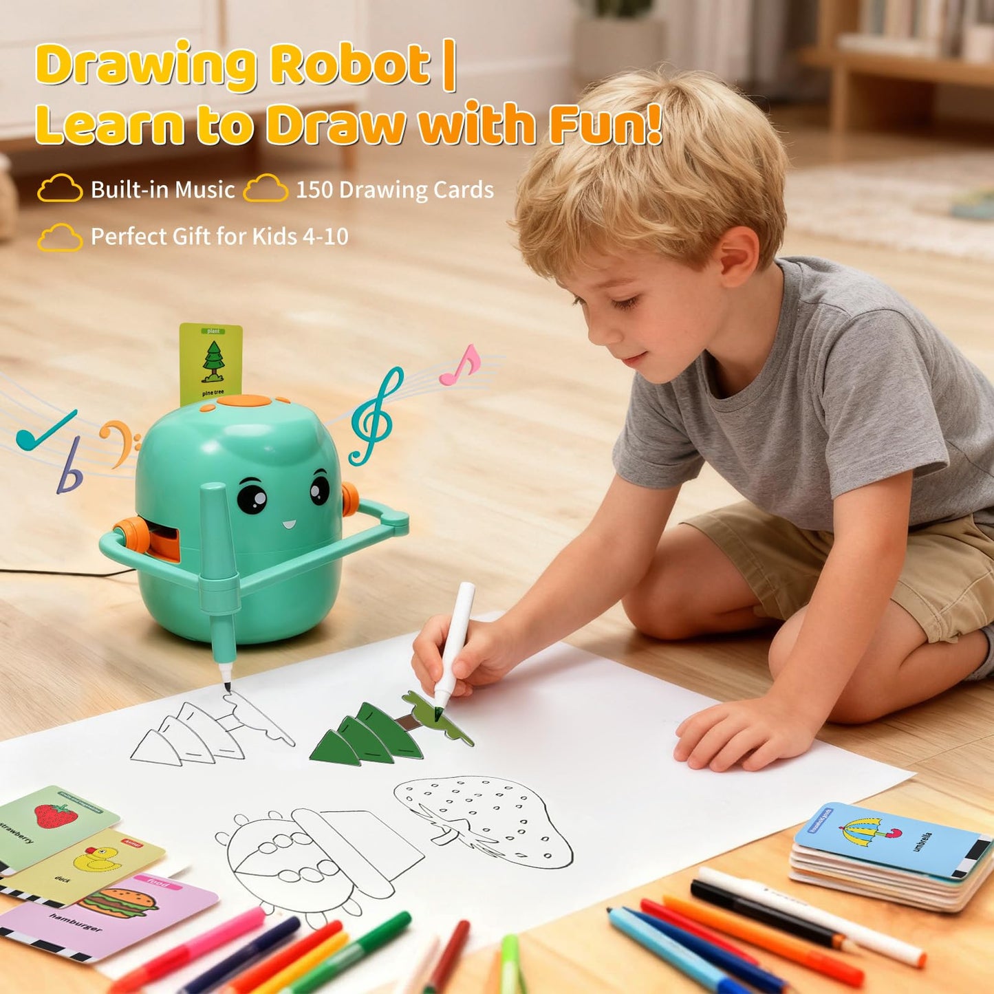 Kignao Drawing Robot for Kids – Interactive Montessori Art Toy (Green)