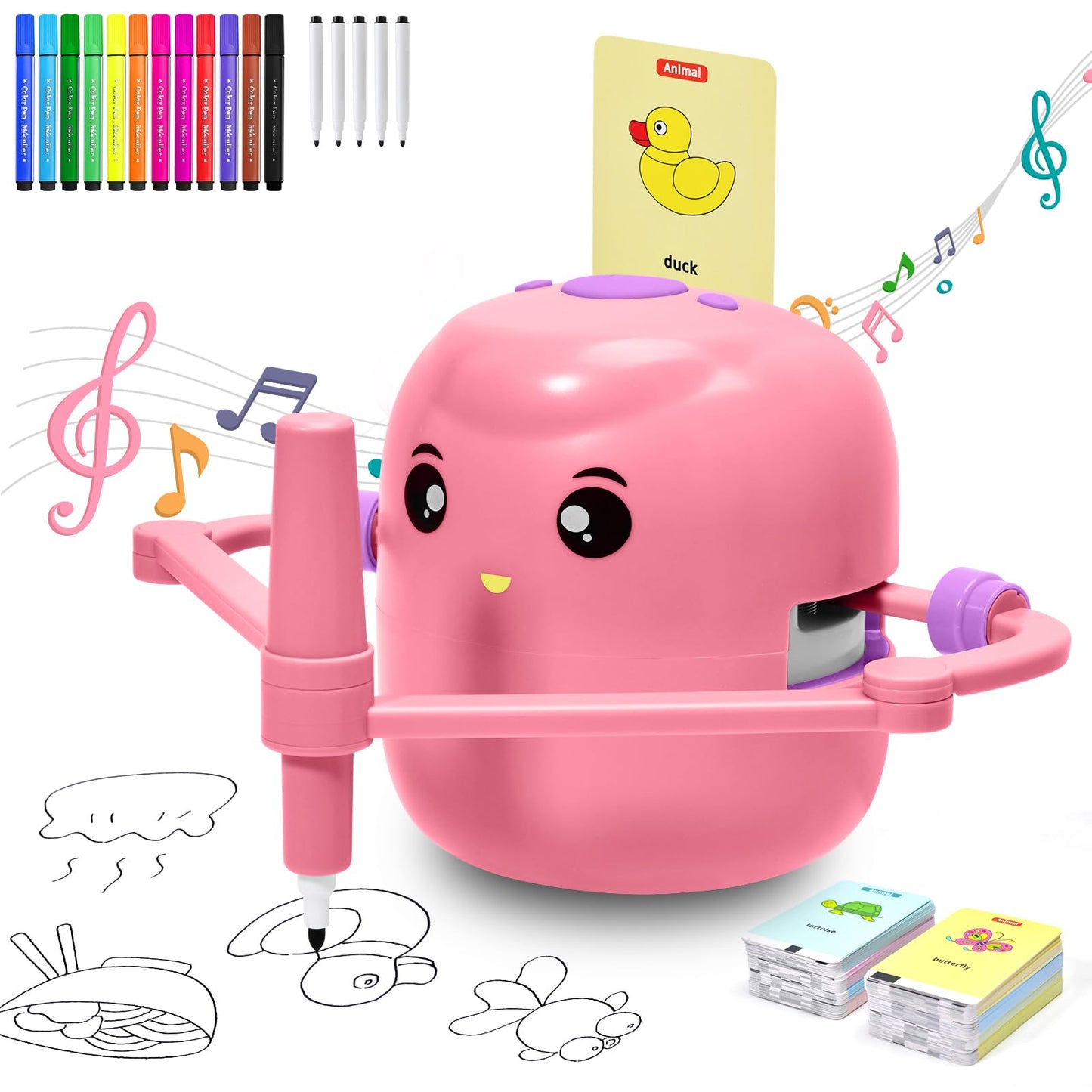 Kignao Drawing Robot for Kids — Voice-Interactive Montessori Art Toy (Pink)