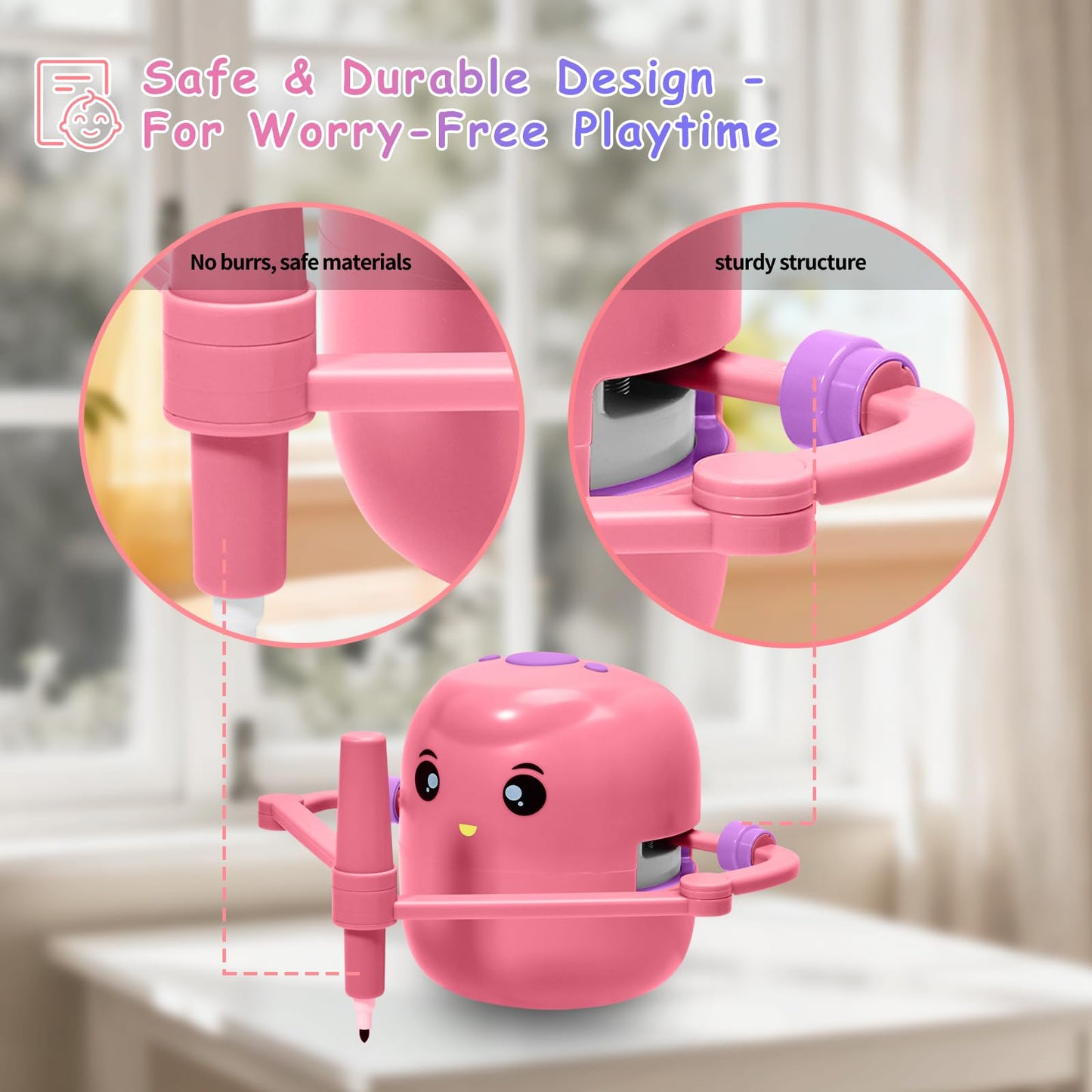 Kignao Drawing Robot for Kids — Voice-Interactive Montessori Art Toy (Pink)