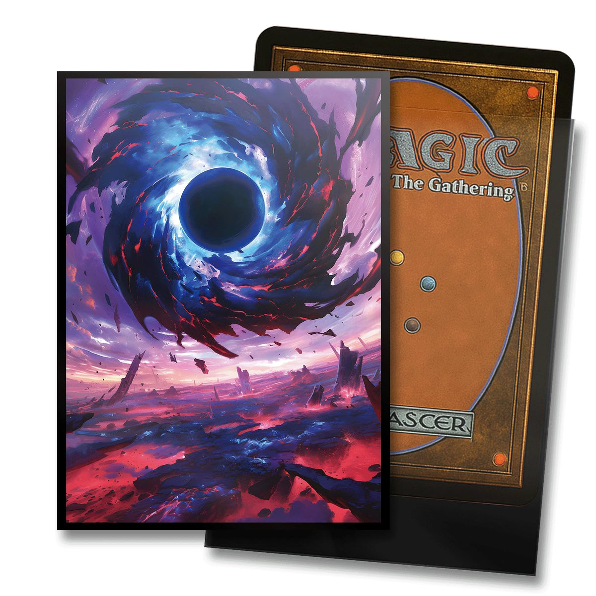 Kiiransr MTG Card Sleeves Black Hole Damnation – Ultra Clear Front, Matte Back, 100 Count