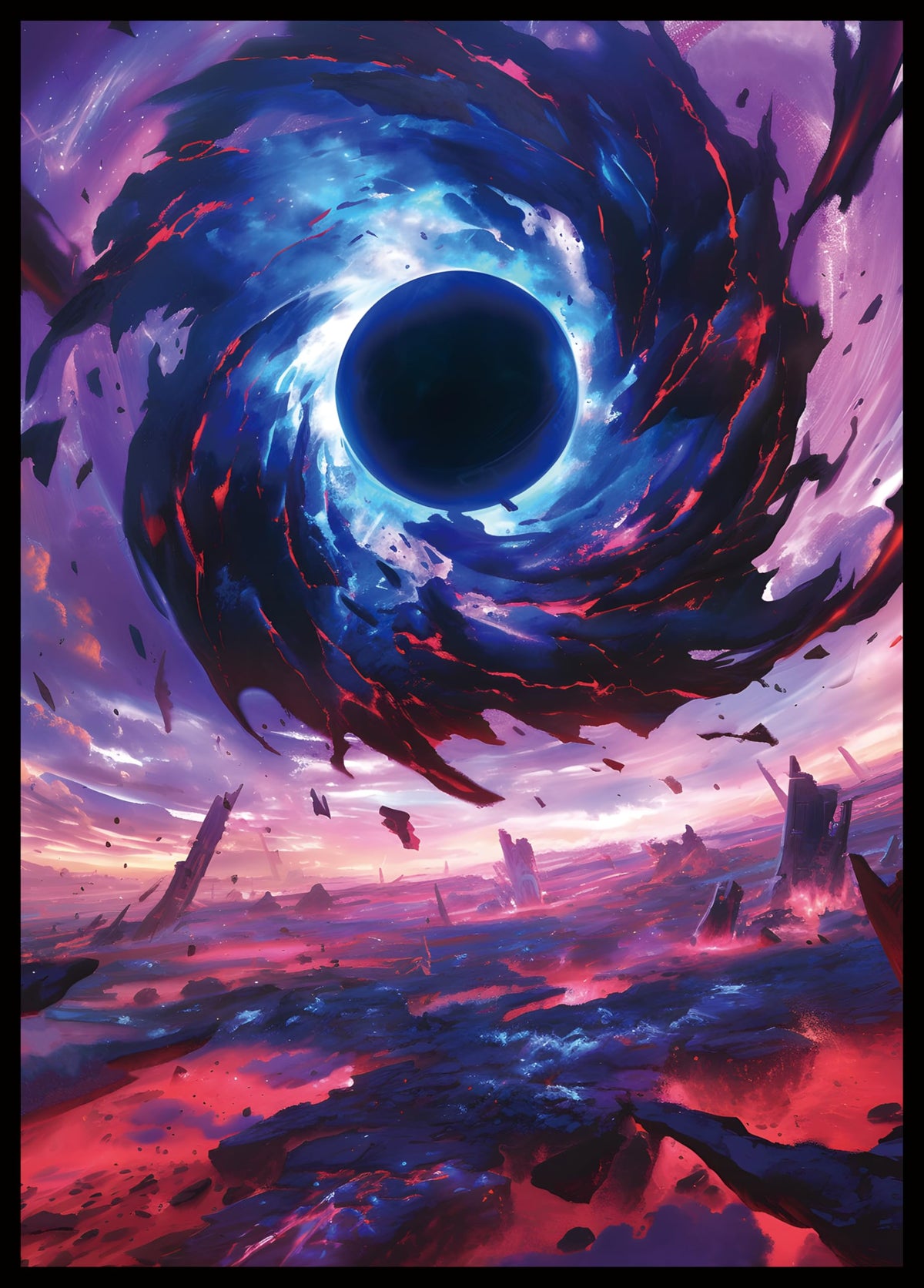Kiiransr MTG Card Sleeves Black Hole Damnation – Ultra Clear Front, Matte Back, 100 Count