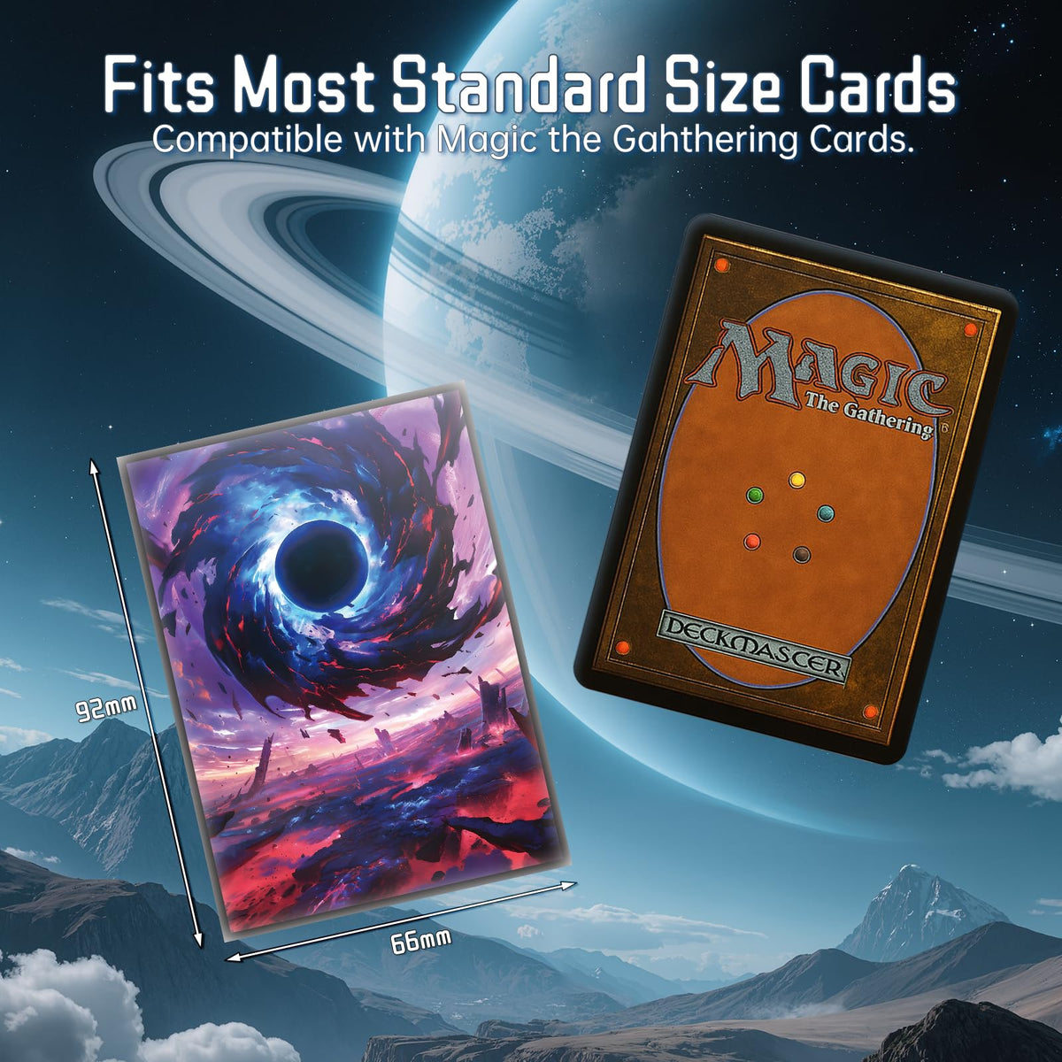 Kiiransr MTG Card Sleeves Black Hole Damnation – Ultra Clear Front, Matte Back, 100 Count
