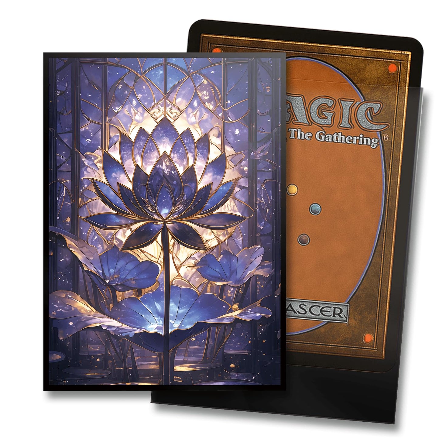 Kiiransr MTG Card Sleeves - Stained Glass Lotus | Ultra Clear Front, Matte Back, 100 Count
