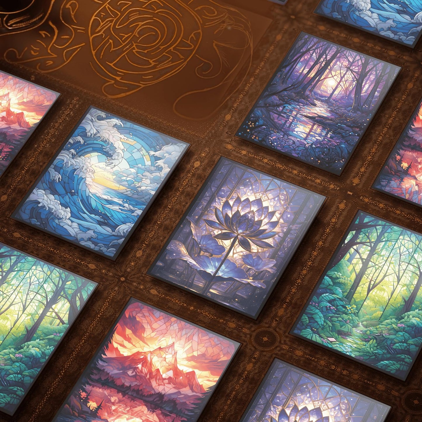Kiiransr MTG Card Sleeves - Stained Glass Lotus | Ultra Clear Front, Matte Back, 100 Count
