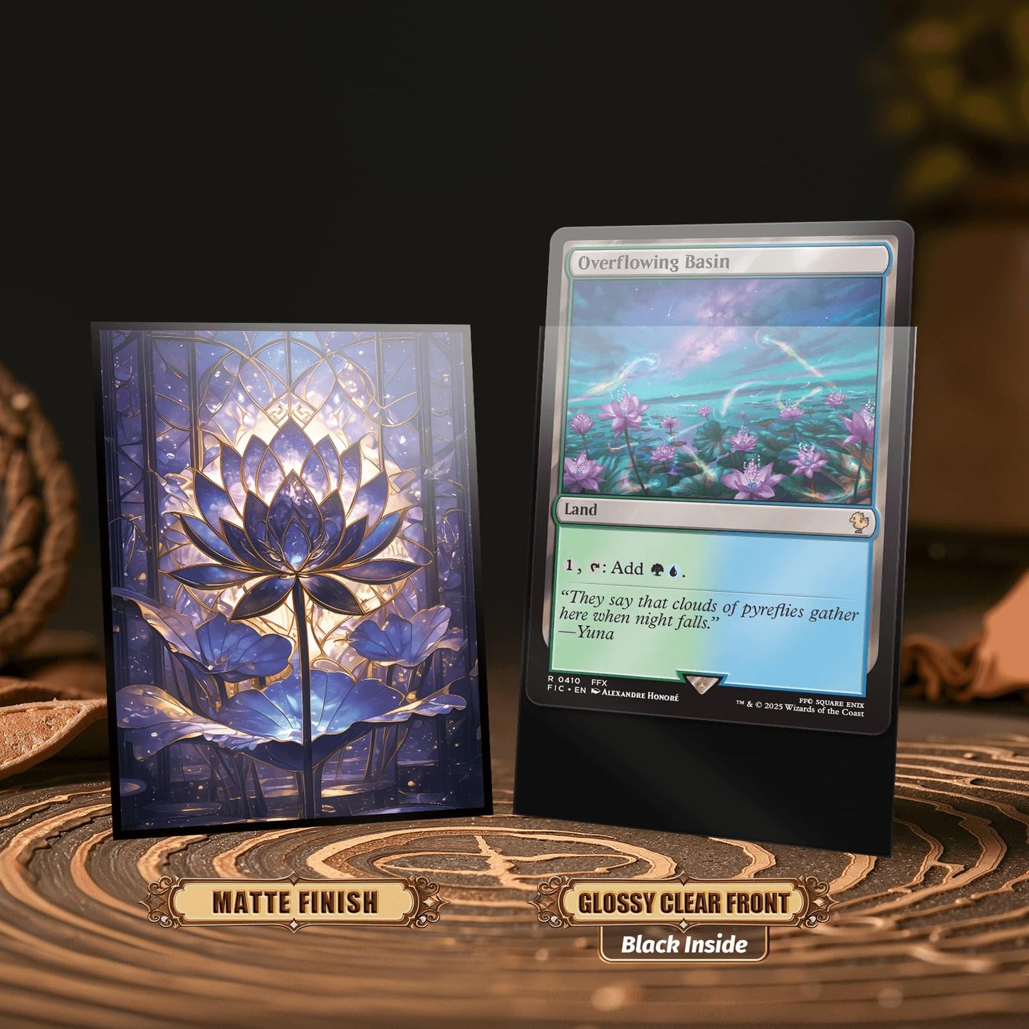 Kiiransr MTG Card Sleeves - Stained Glass Lotus | Ultra Clear Front, Matte Back, 100 Count