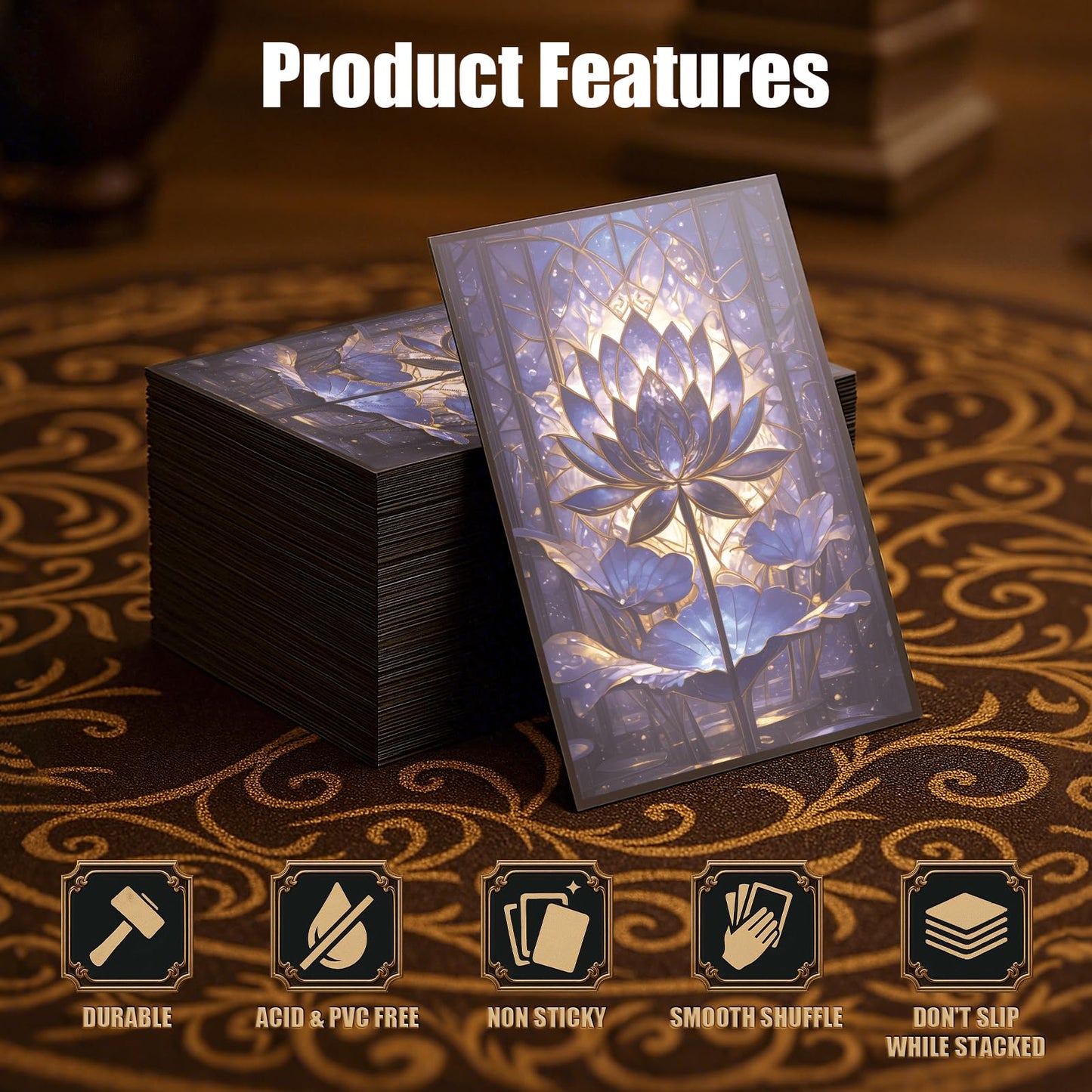 Kiiransr MTG Card Sleeves - Stained Glass Lotus | Ultra Clear Front, Matte Back, 100 Count