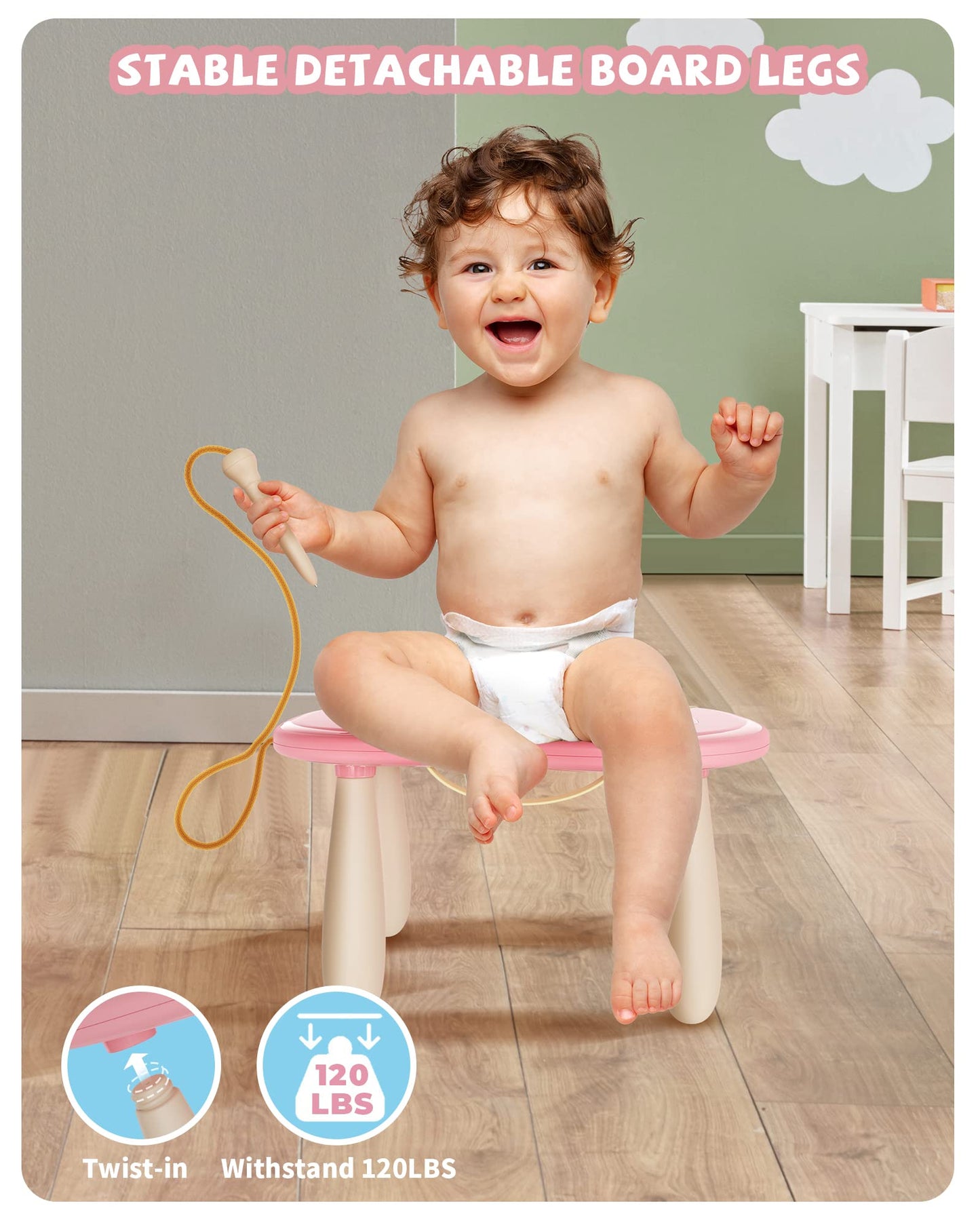 Kikapabi Toddler Magnetic Drawing Board – Pink 8.7” Doodle Toy for 1st Birthday and Travel