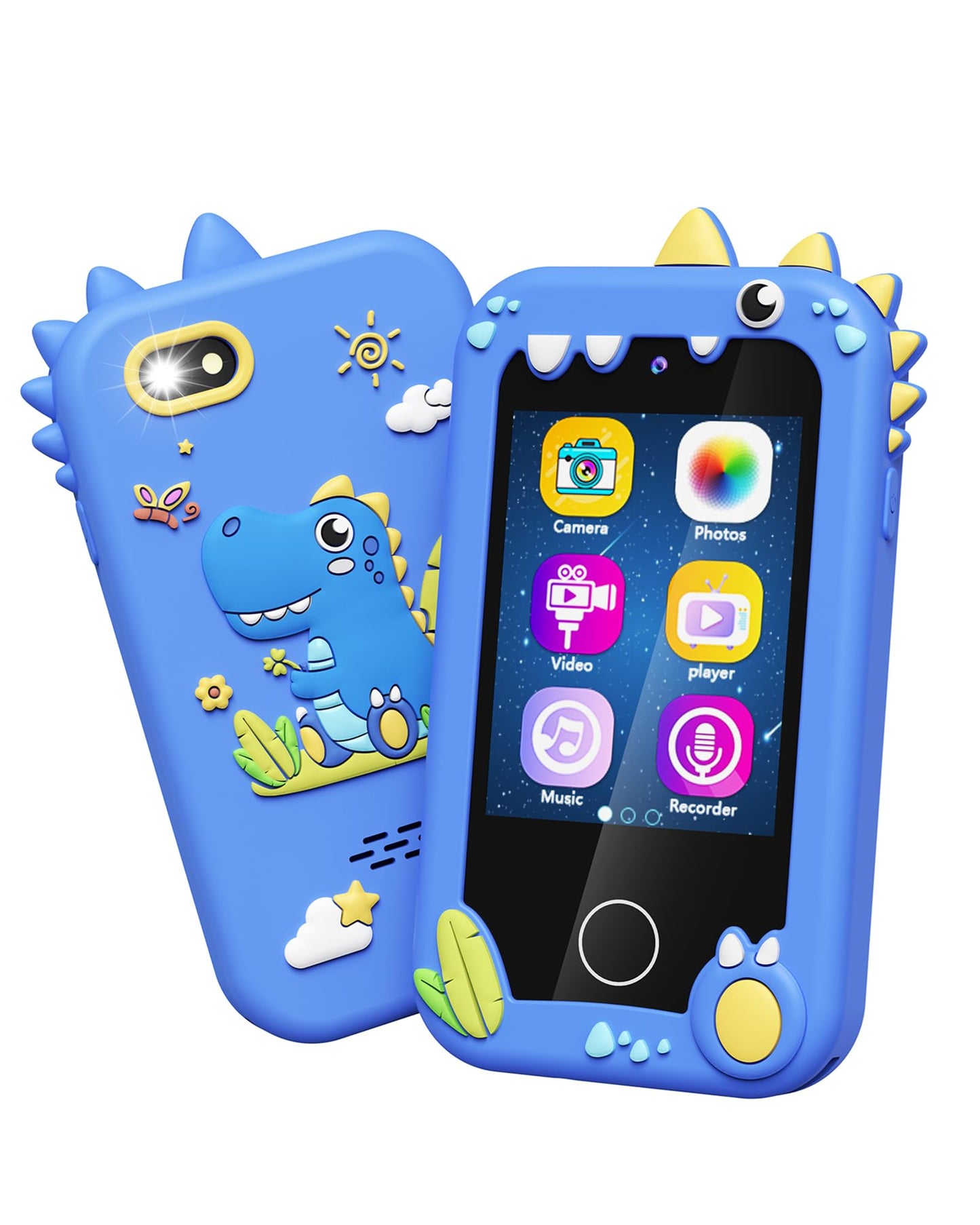 Kikapabi Kids Smart Phone (Blue) – Dual Camera Toy for Ages 3–10 | Dinosaur Travel Phone