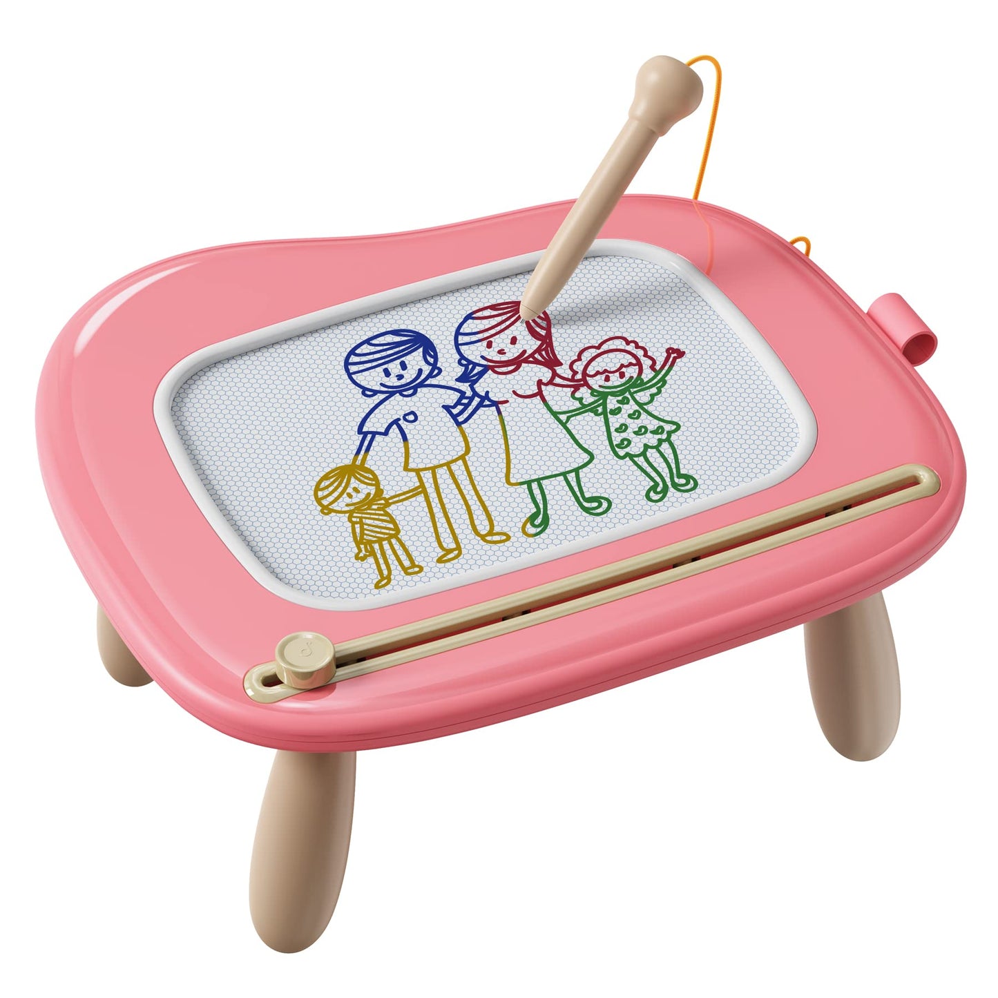 Kikapabi Magnetic Drawing Board for Toddlers 1-3 – Pink Doodle Toy, Mess-Free Learning
