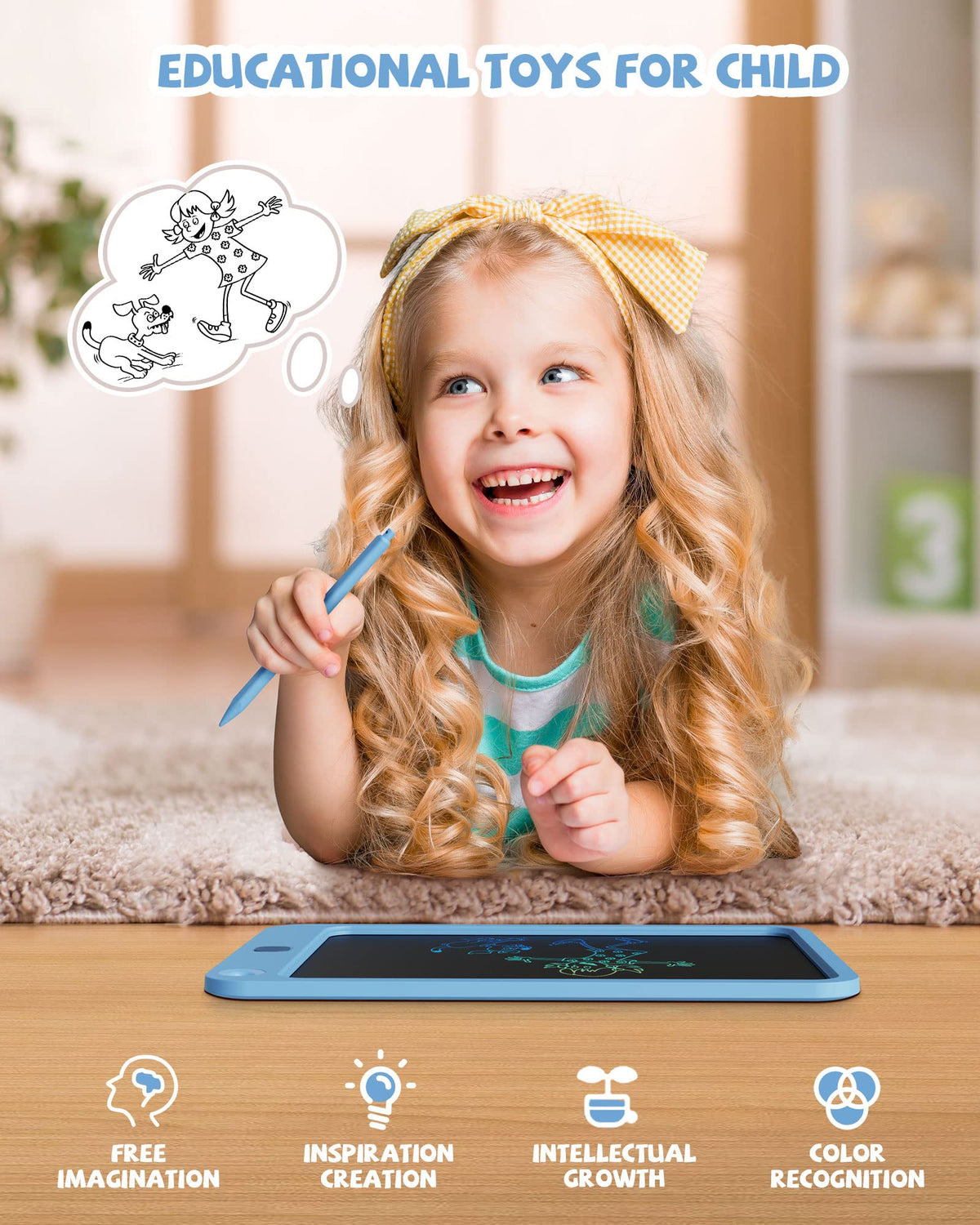 Kikapabi LCD Writing Tablet 10-Inch Doodle Board for Kids – Colorful, Portable